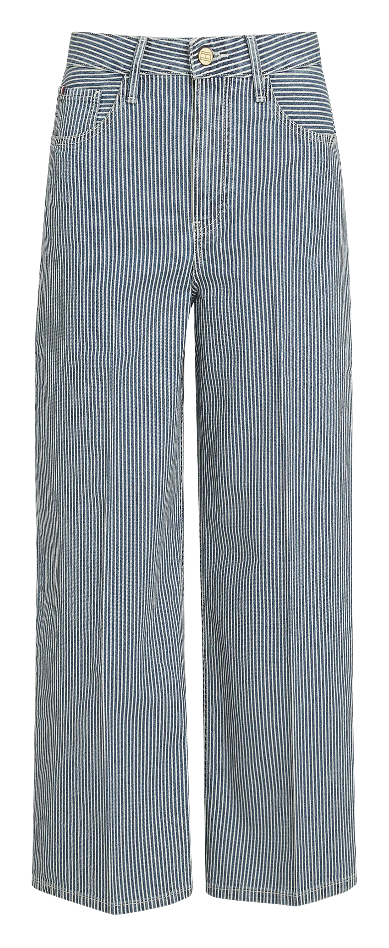 Gerade geschnittene Baumwollhose mit Streifen Blau