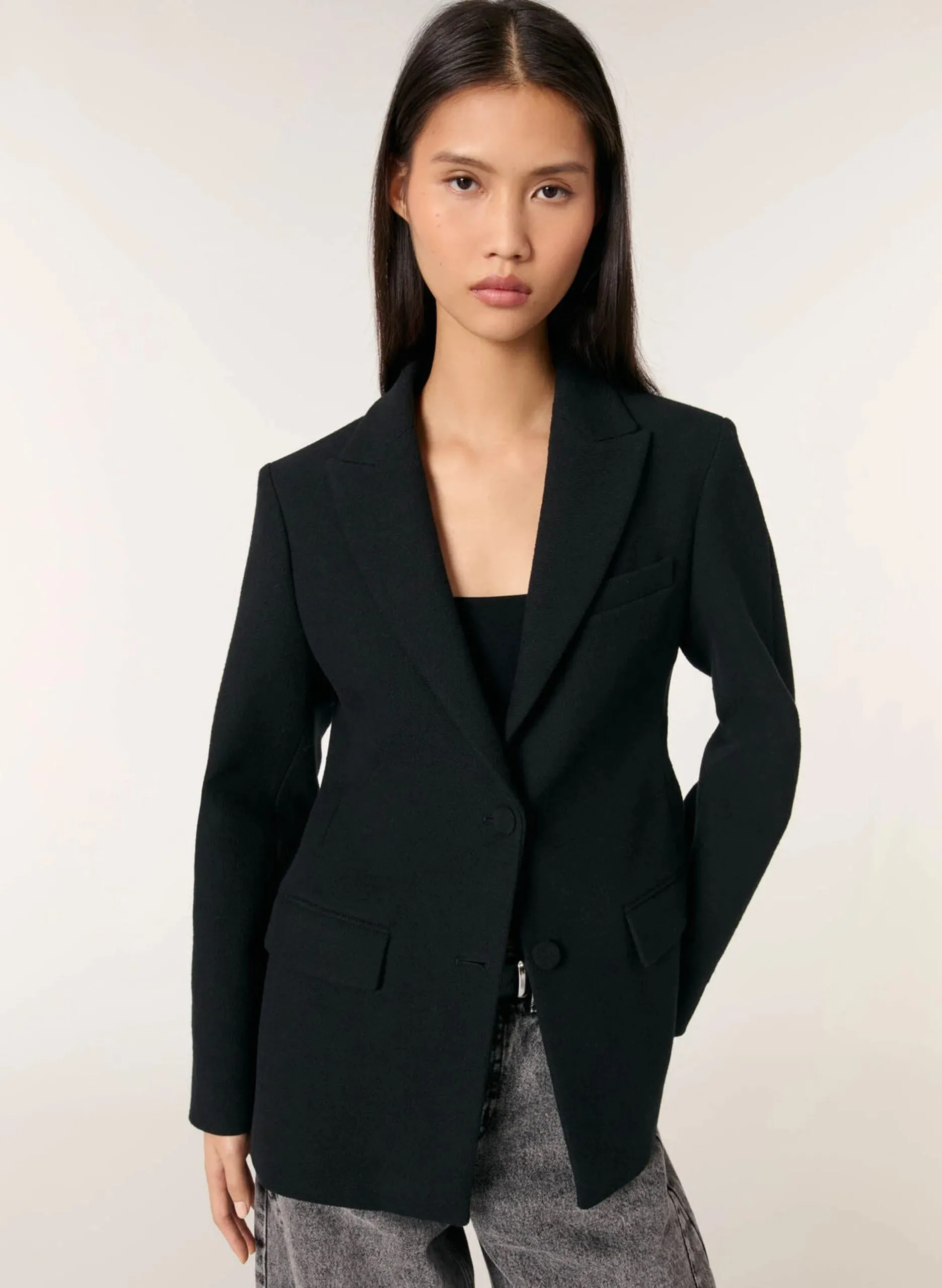 Taillierter Blazer aus Baumwollmix Schwarz