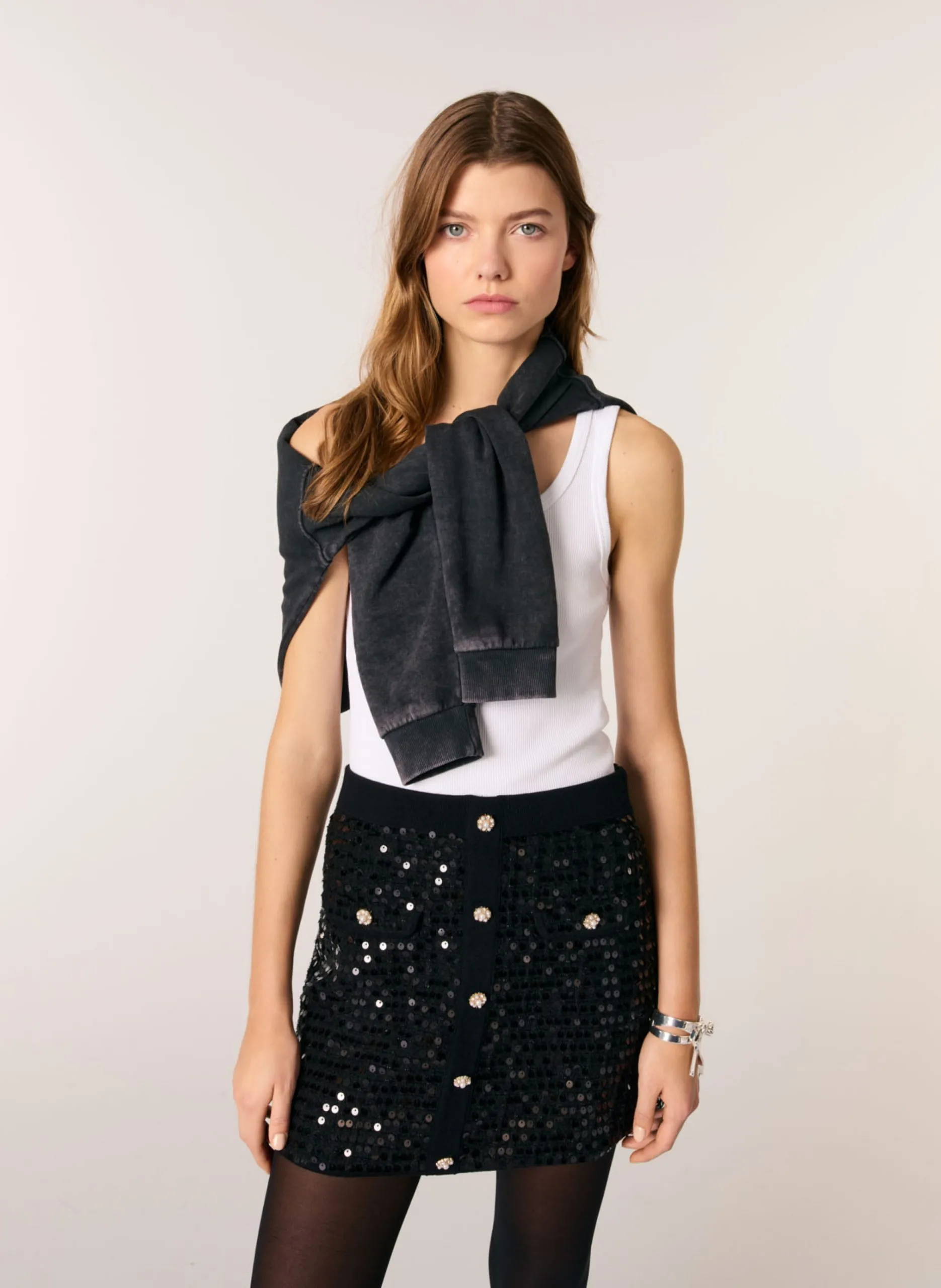 Gerade Paillettenrock Schwarz