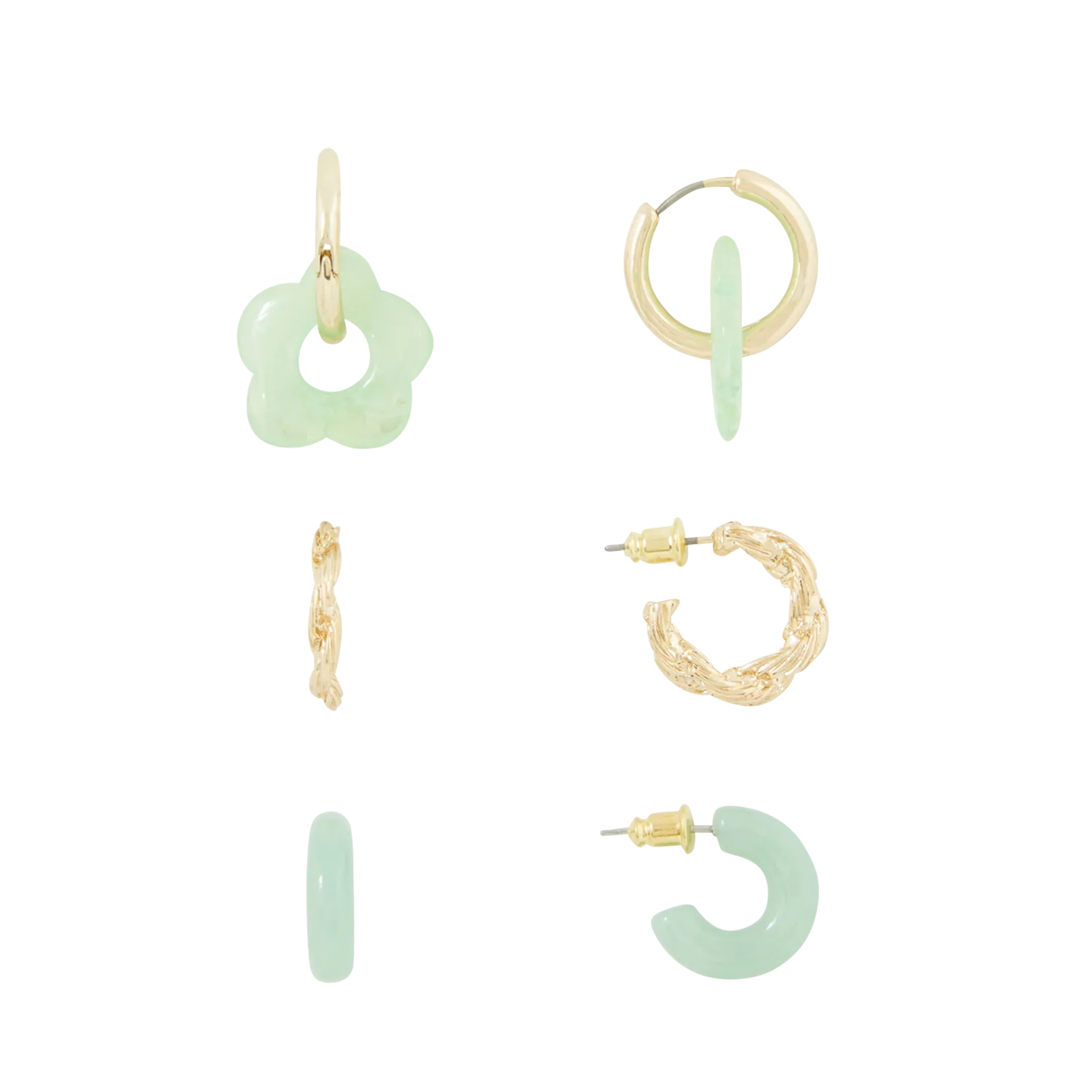 Set von Creolen Grun