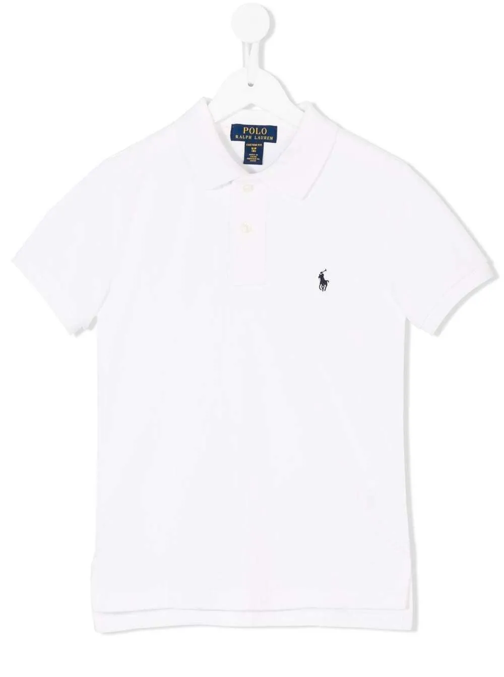 Weiß Polohemd mit Logo-Stickerei vorne in Baumwolle-Jungen