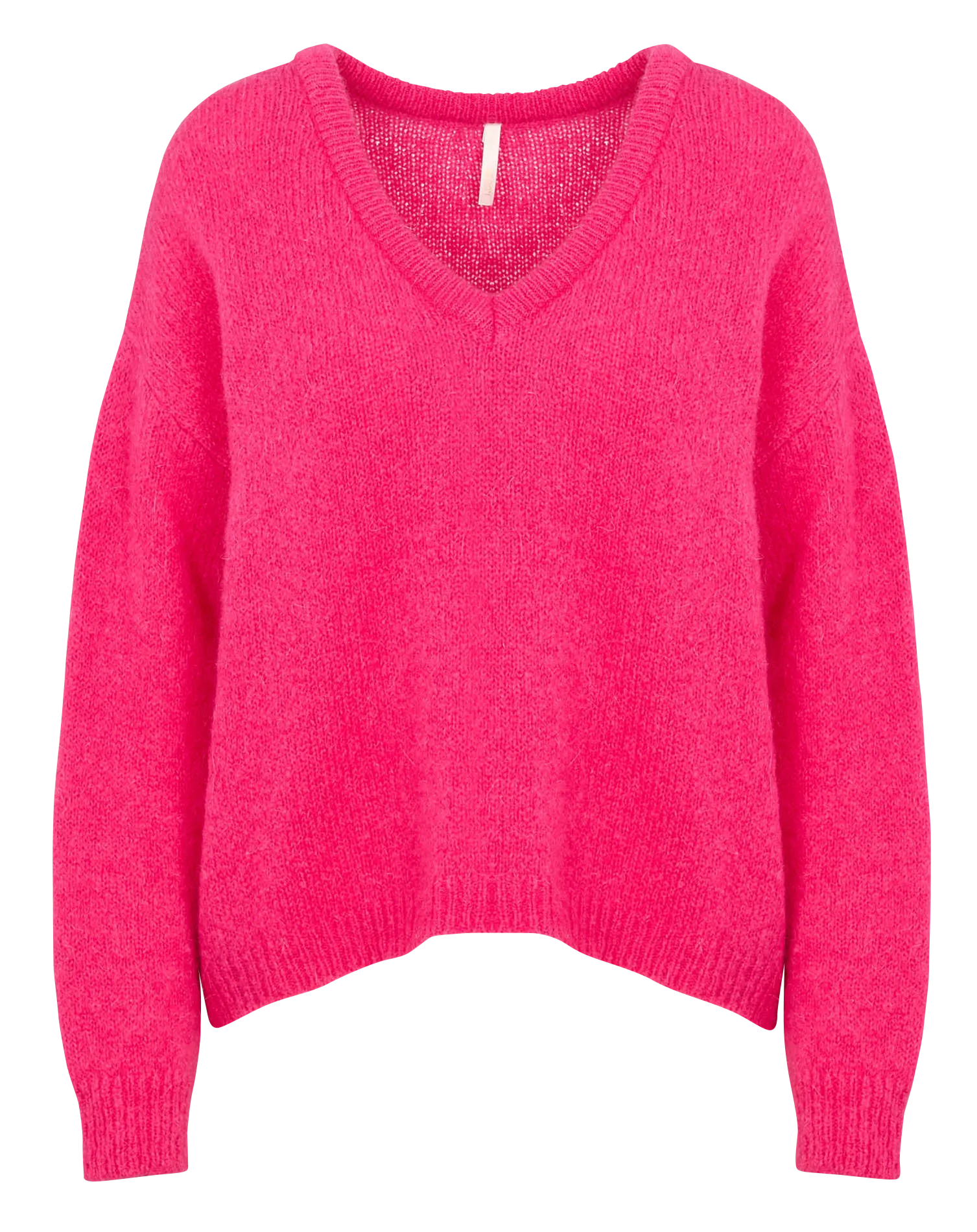 Weit geschnittener Pullover mit V-Ausschnitt Rosa