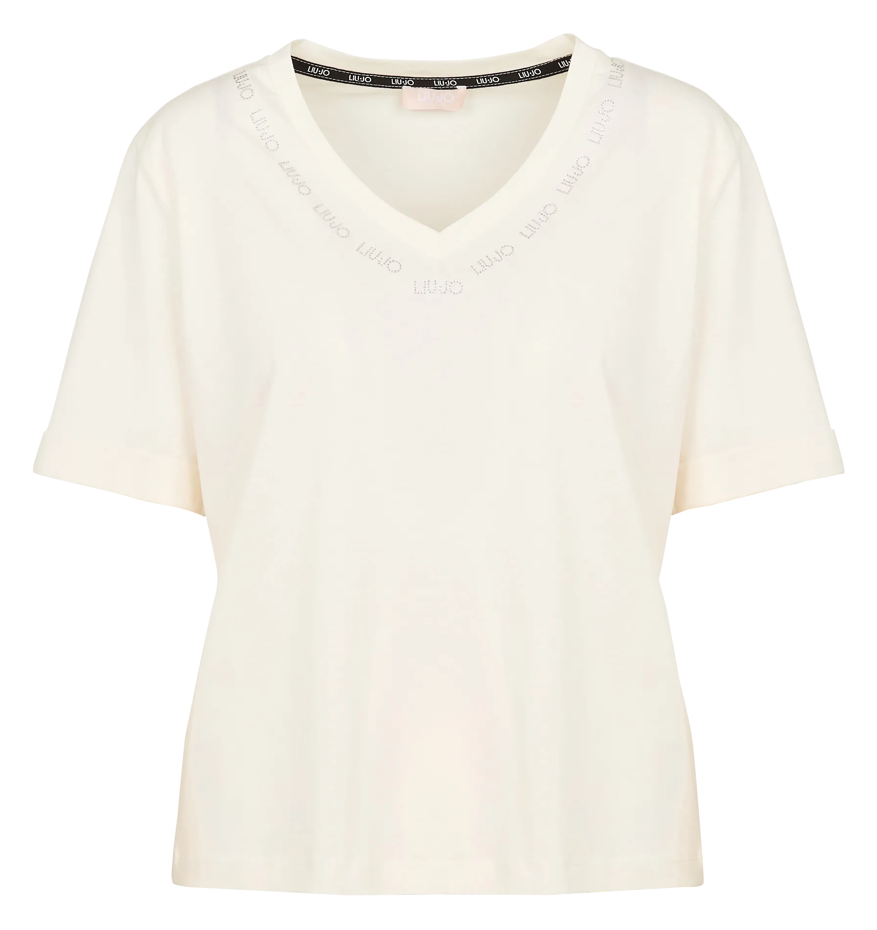 Baumwoll-T-Shirt mit Strass Weiss