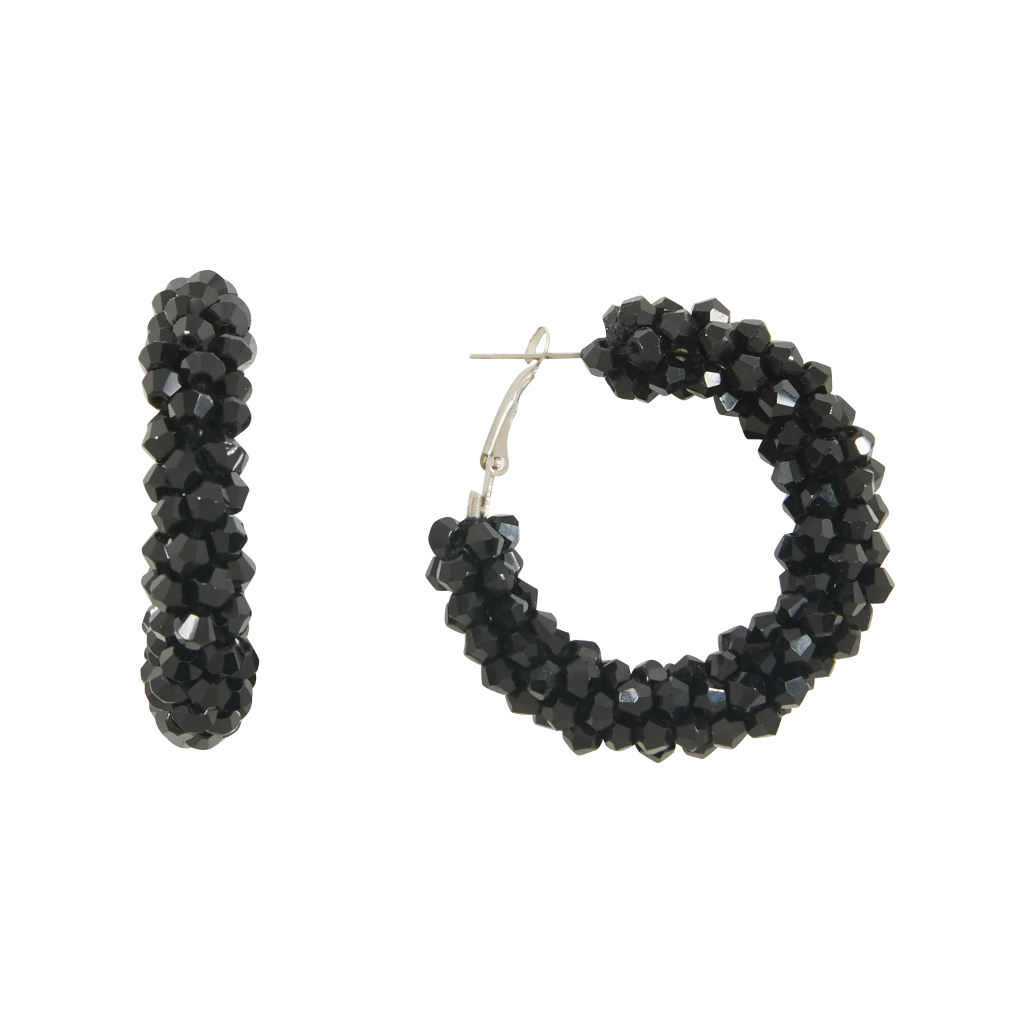 Perlen Creolen Ohrringe Schwarz