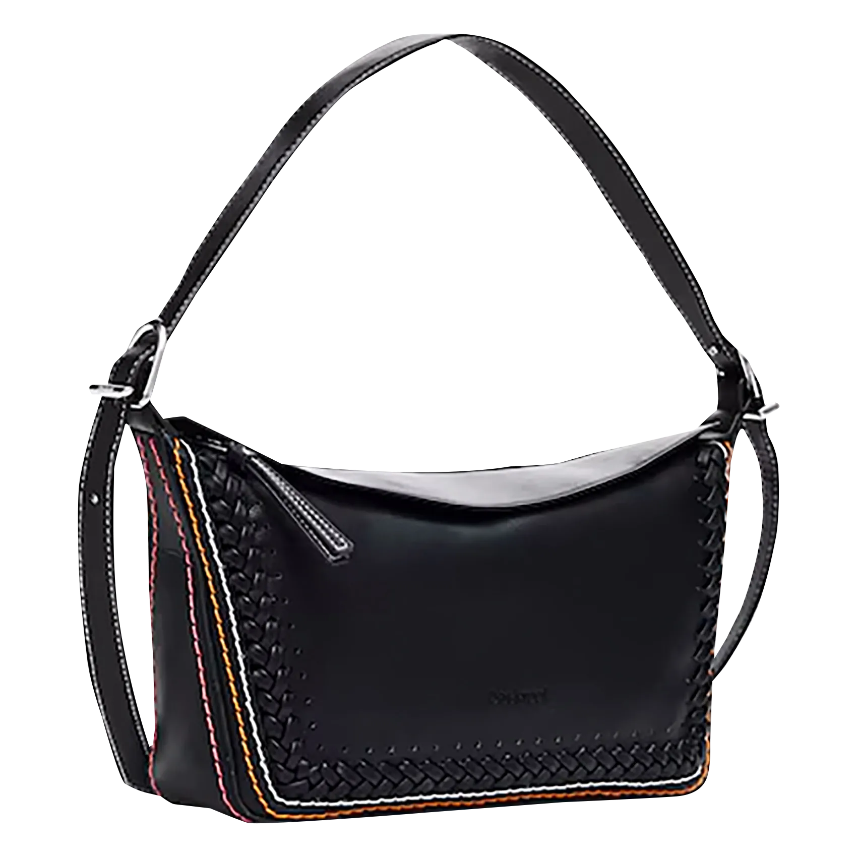 Umhängetasche mit Ziernähten Schwarz