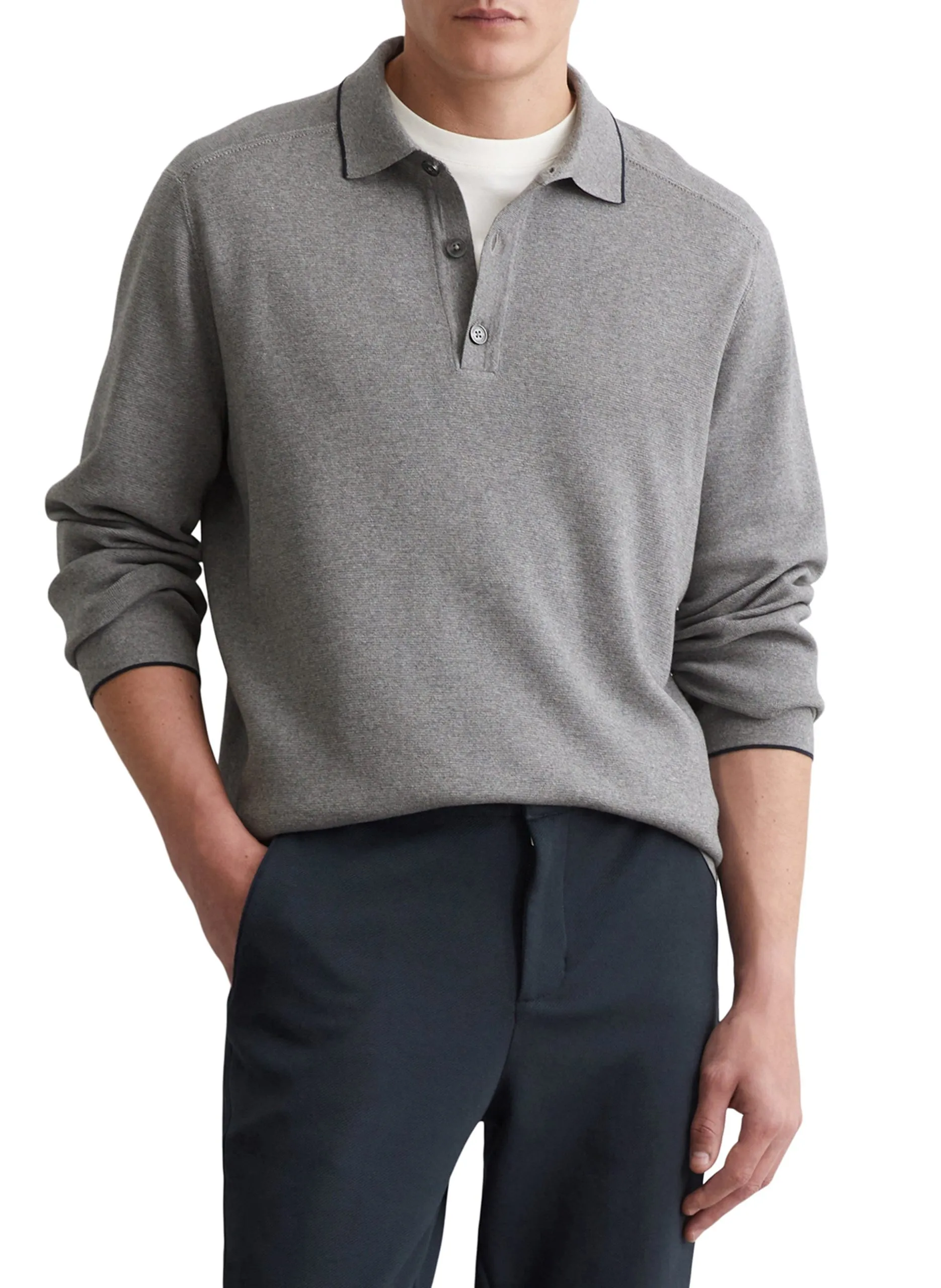 Gerade geschnittenes Poloshirt aus Baumwolle Grau