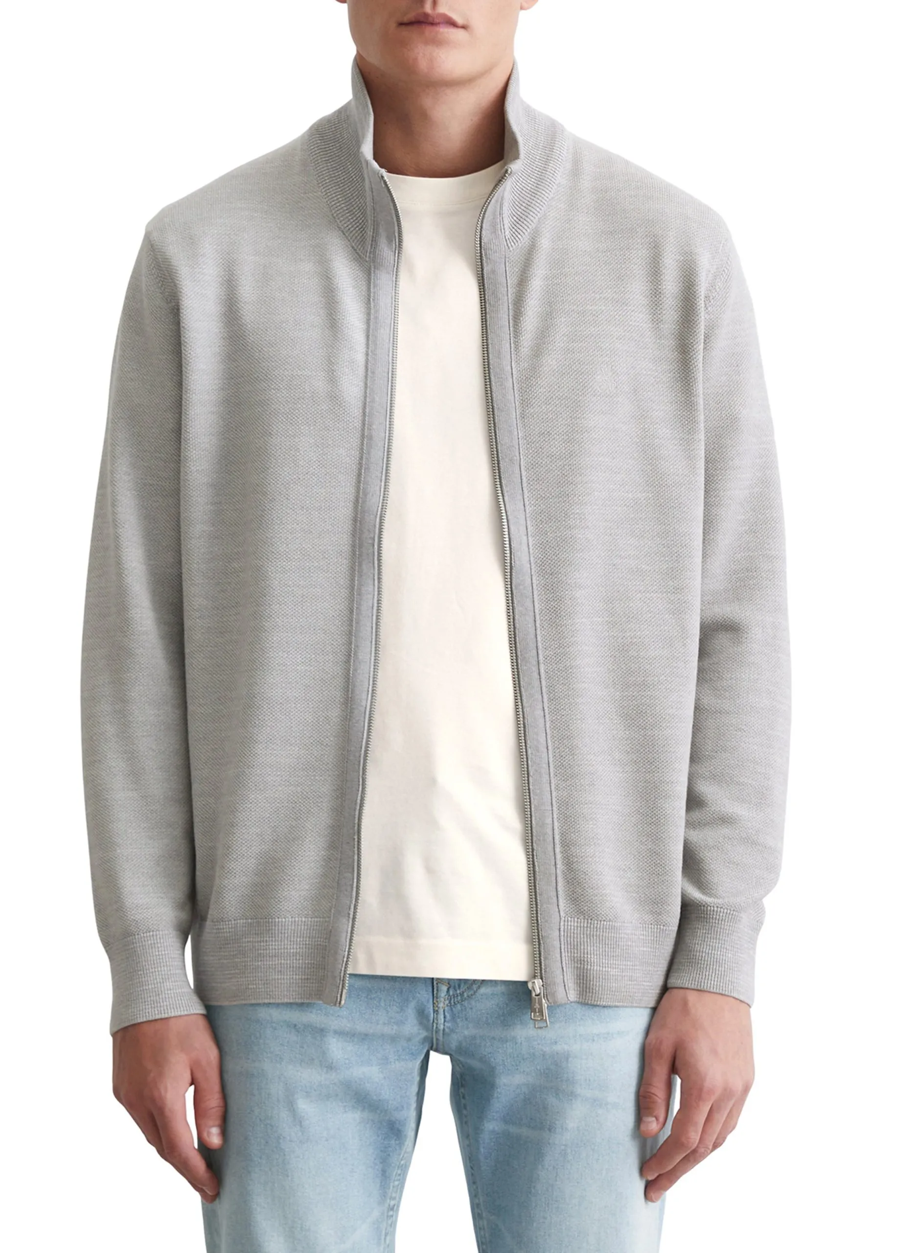 Ärmellose Jeansbluse mit klassischem Kragen Grau