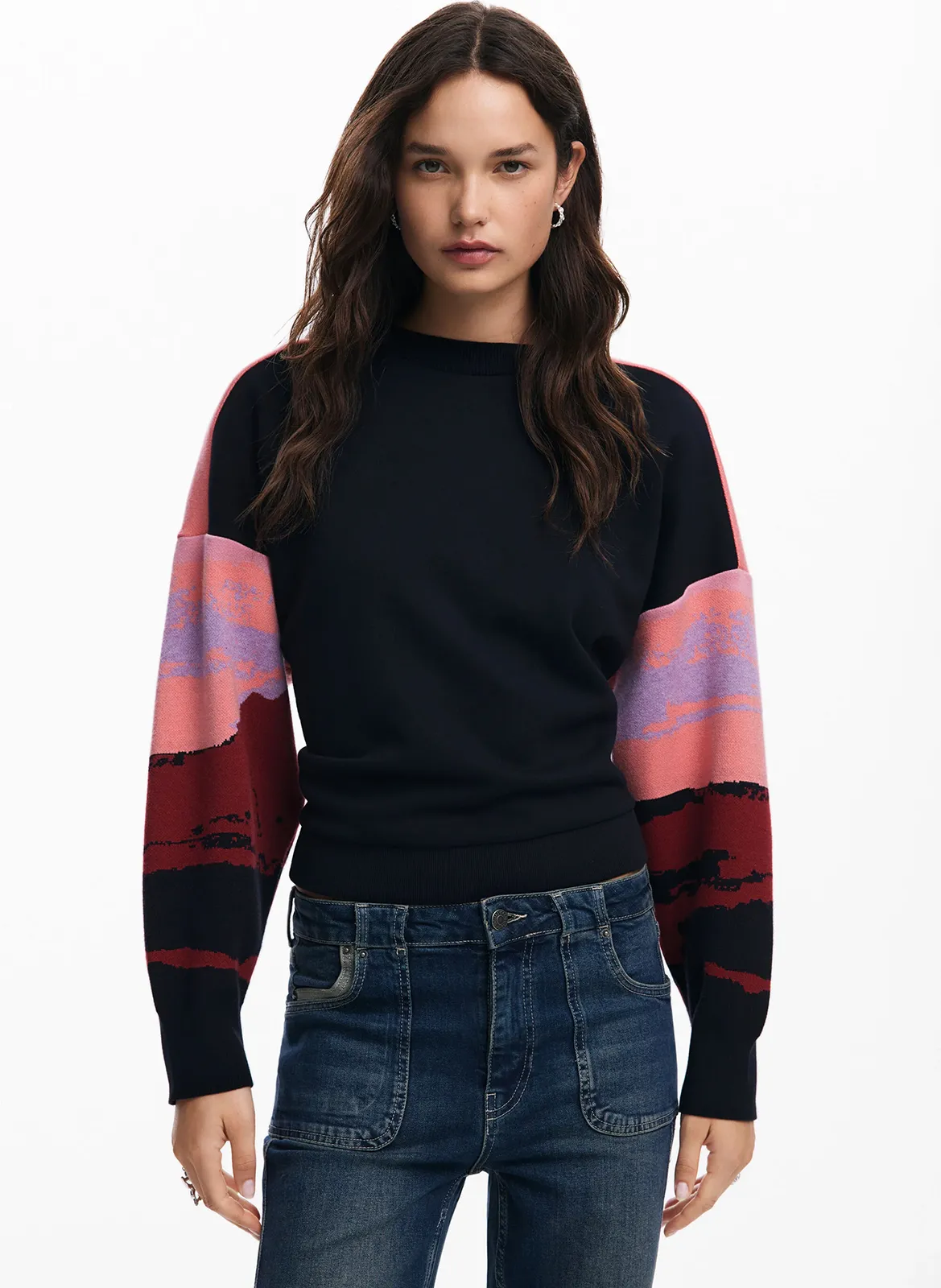 Baumwoll-Sweatshirt mit Print Schwarz