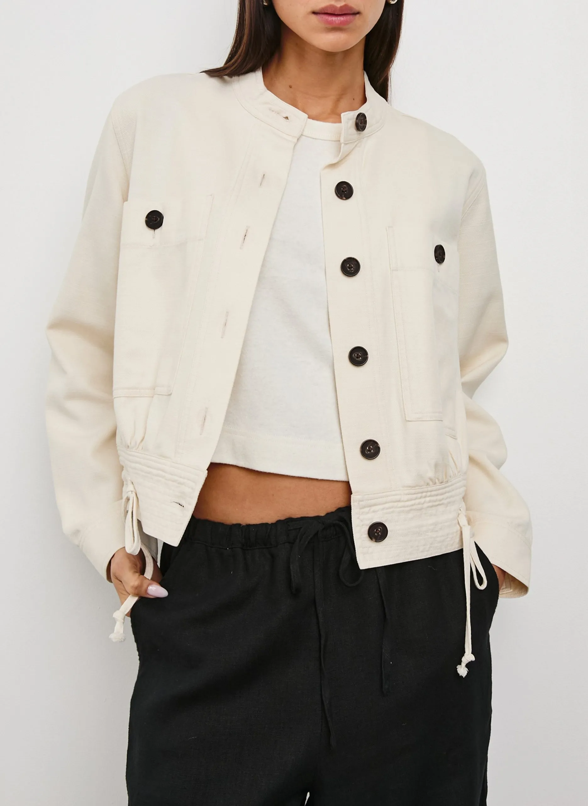 Blouson aus Baumwoll-Mix mit viktorianischem Kragen Beige ALMA