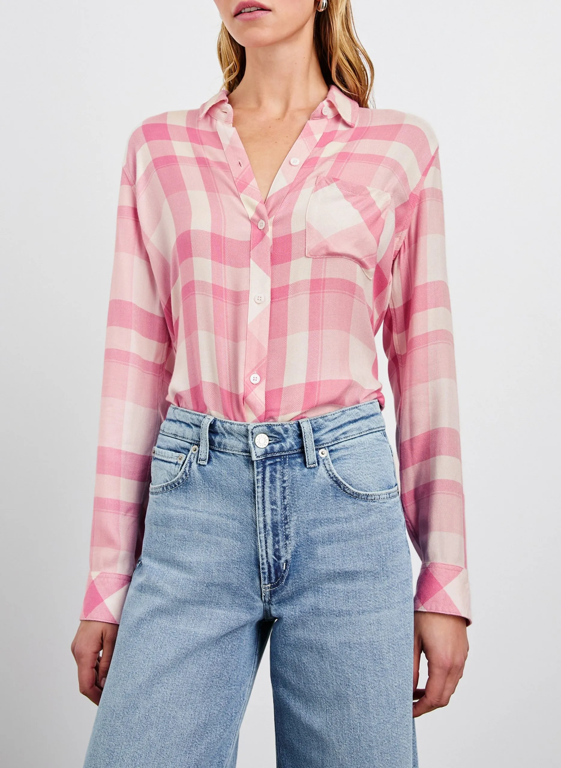 Gerade geschnittene Bluse mit Karomuster Rosa HUNTER