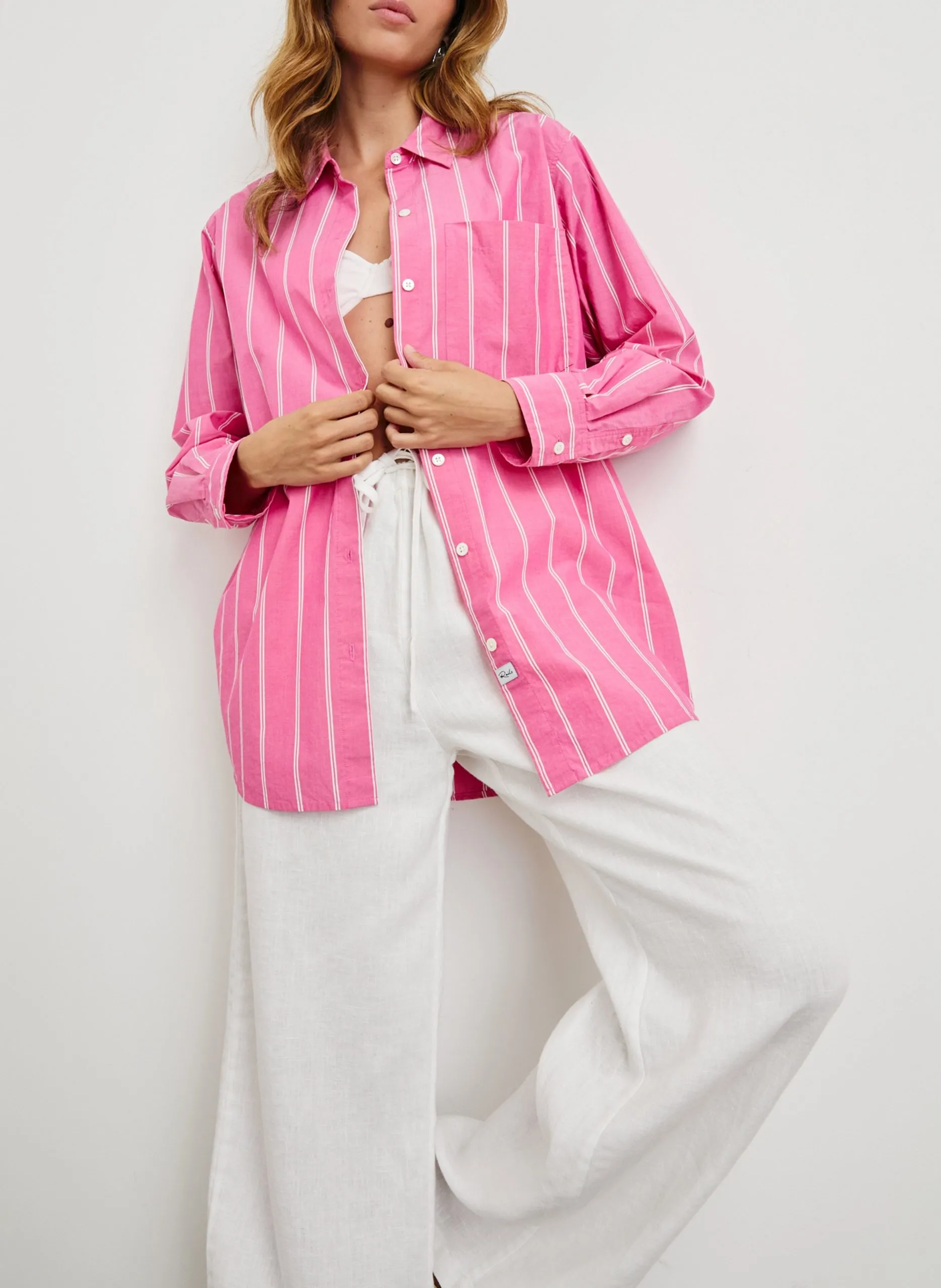 Gerade geschnittenes, gestreiftes Hemd Rosa ELSA