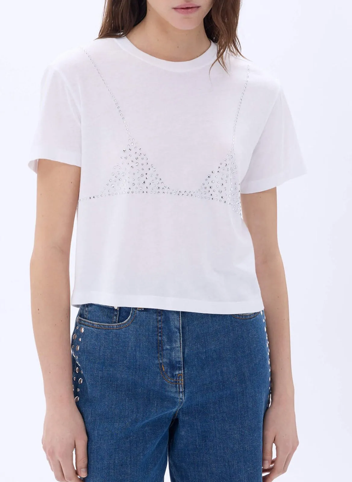 Trompe-l'œil Bio-Baumwoll-T-Shirt Weiss