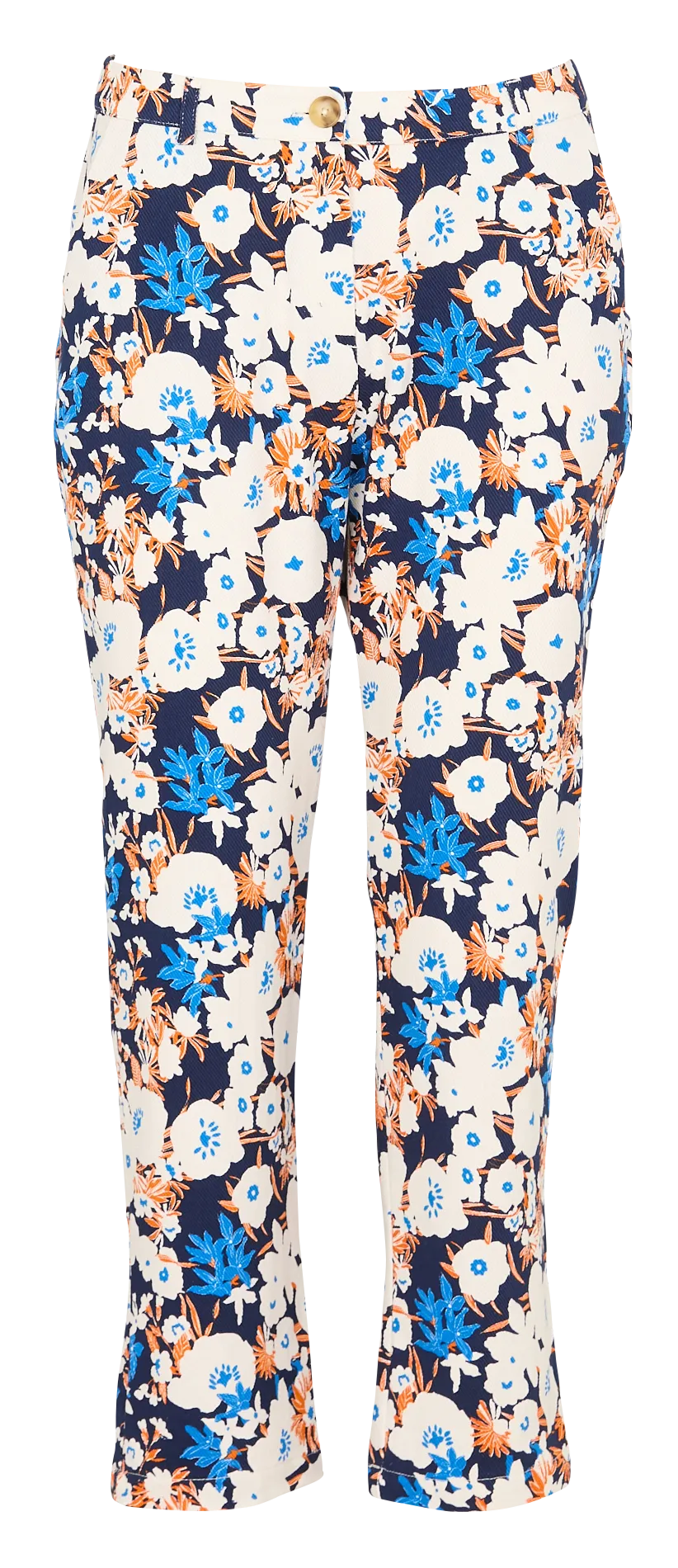 Gerade geschnittene Baumwollhose mit Print Blau