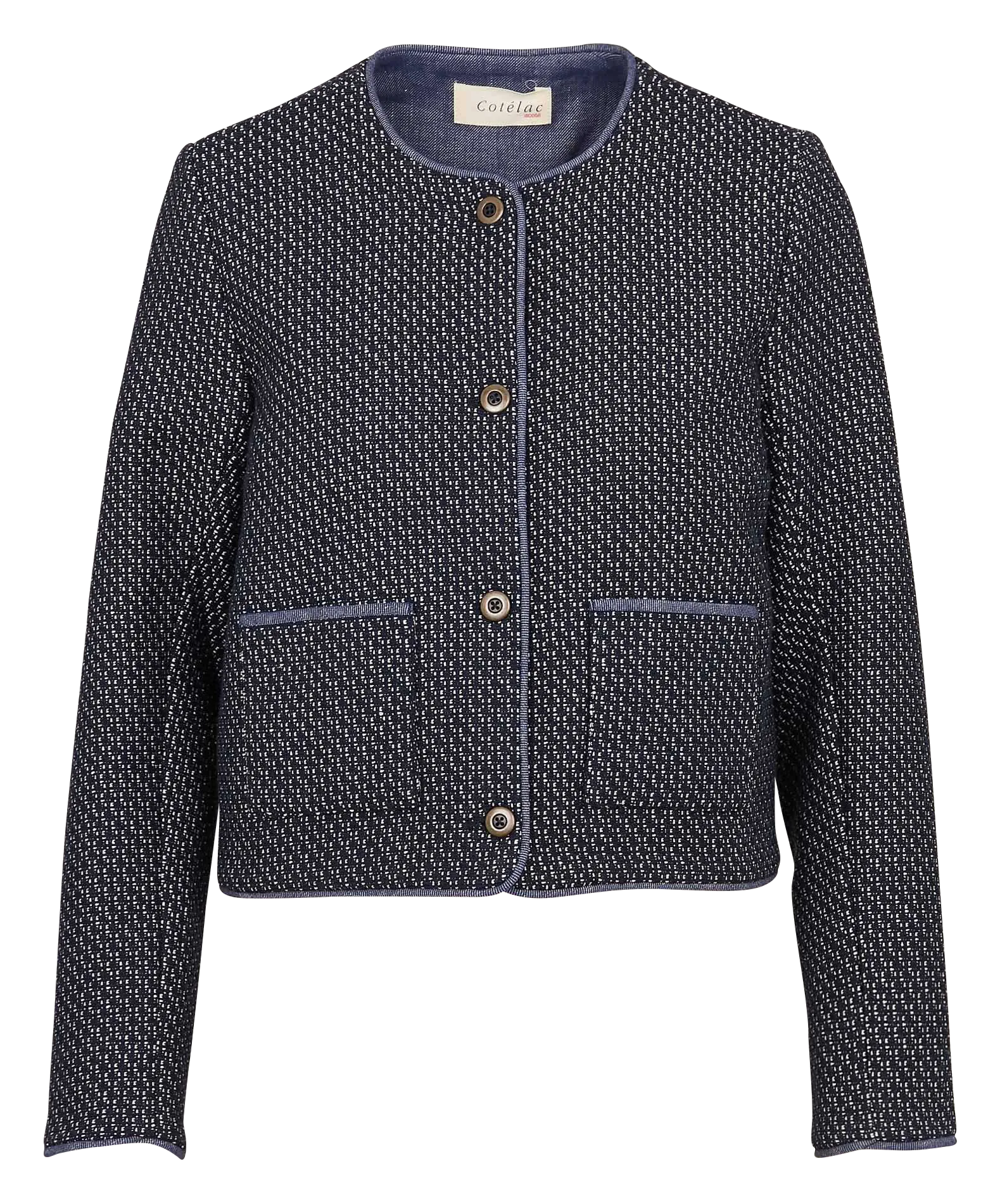 Blouson aus Baumwoll-Mix mit viktorianischem Kragen Blau