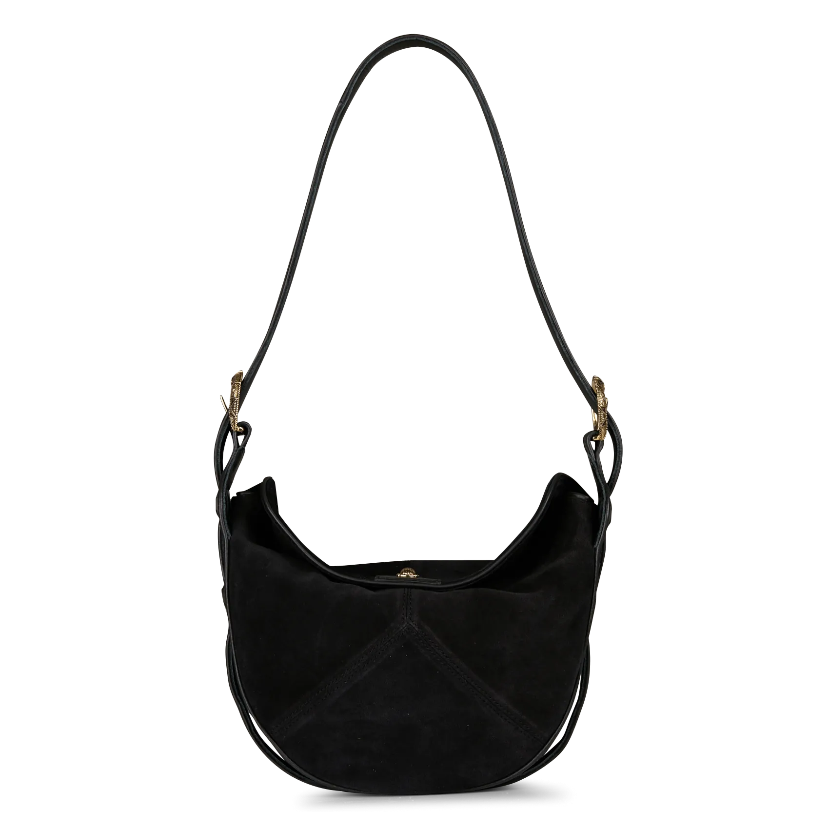 Umhängetasche in halbmondförmigem Veloursleder Schwarz ESTELLE