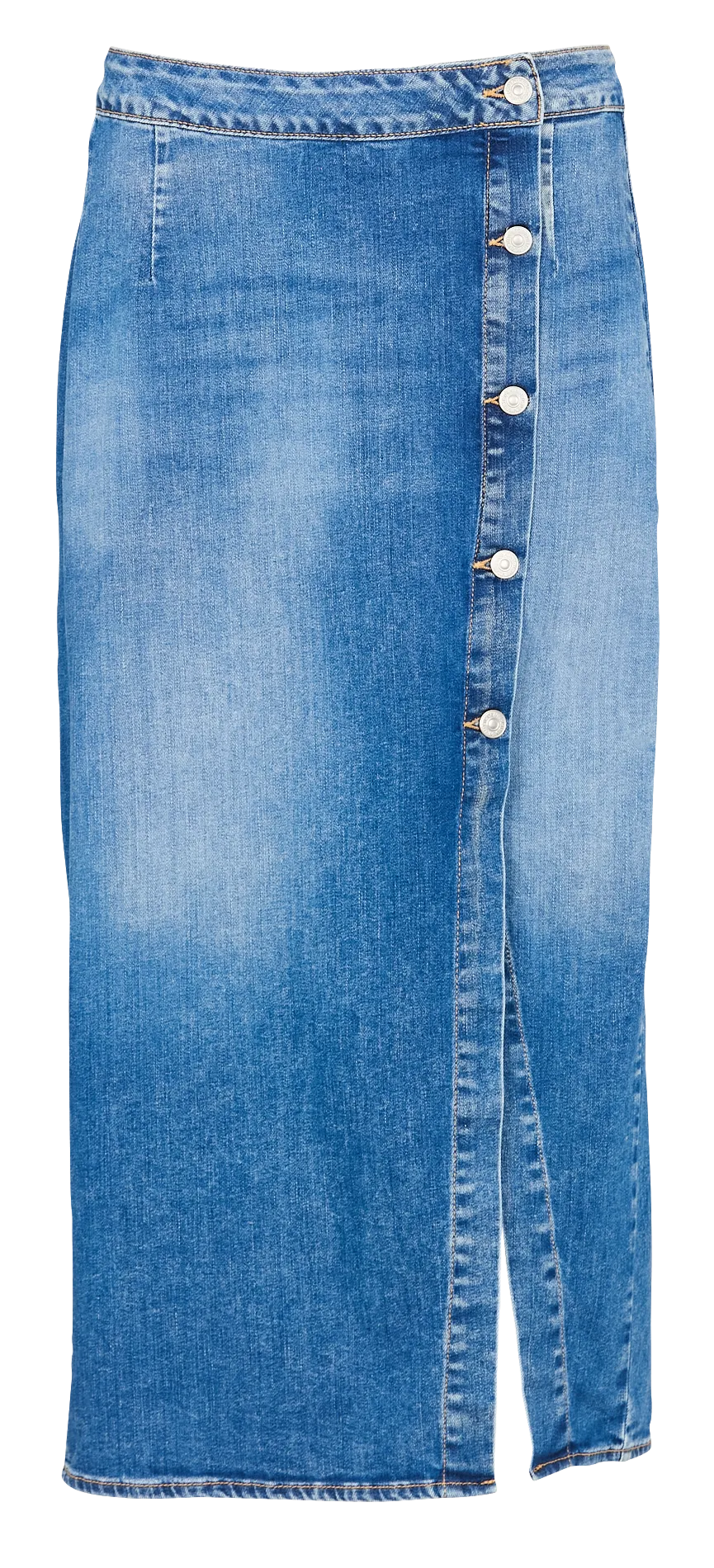 Midi-Rock aus Baumwollmischung im geraden Denim-Stil Blau RAPHI