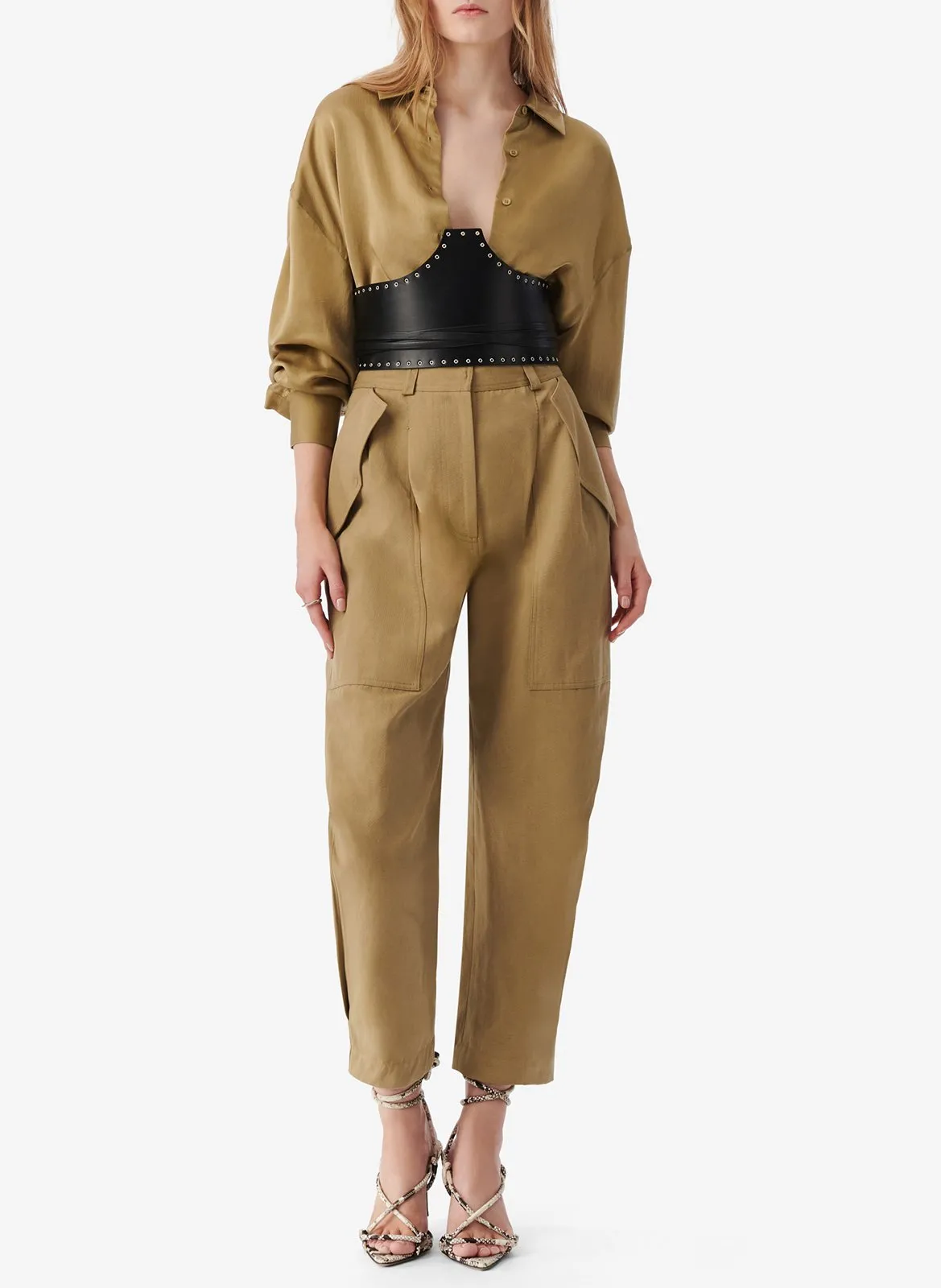 Gerade geschnittene Taillenhose Khaki NATSA