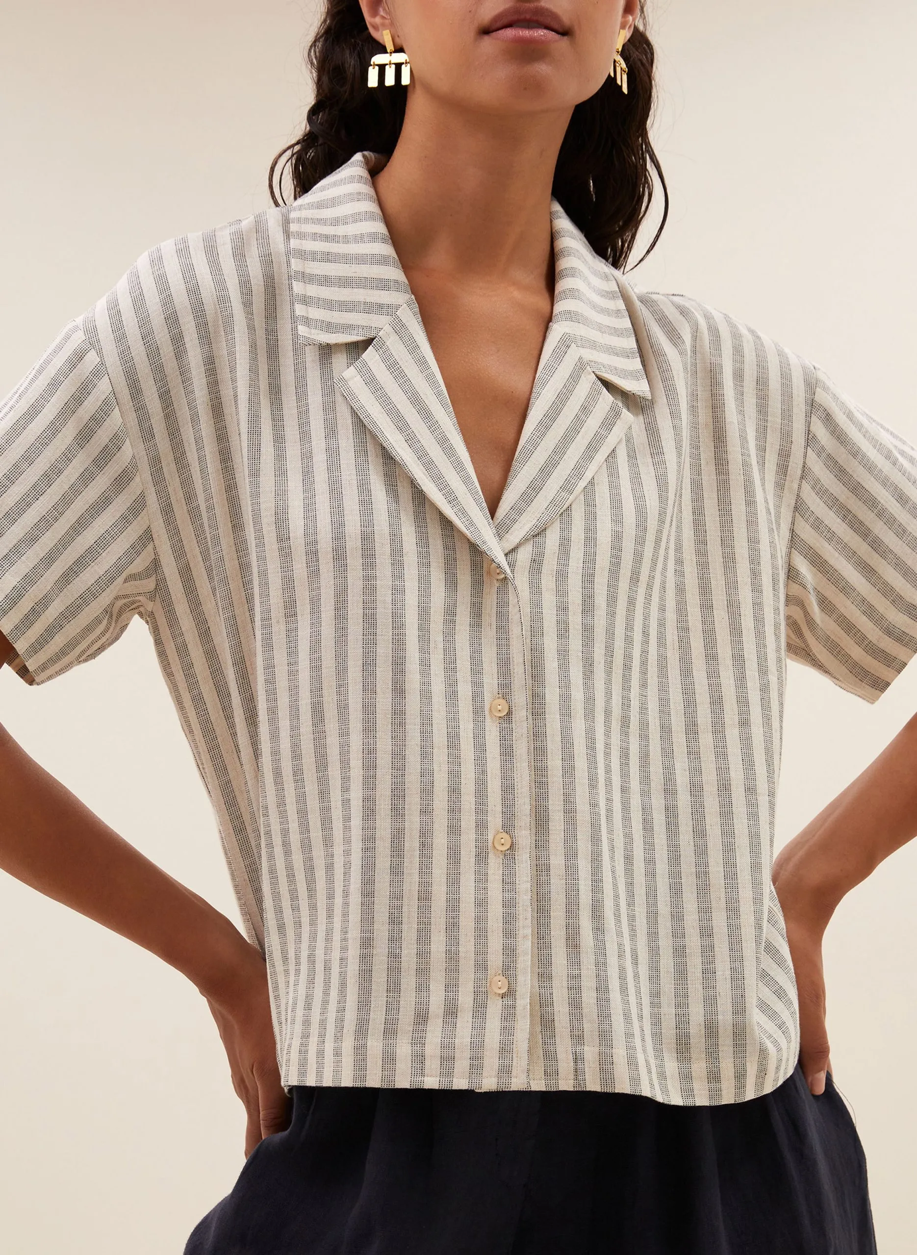 Gerades Hemd, gestreift Beige JAKE