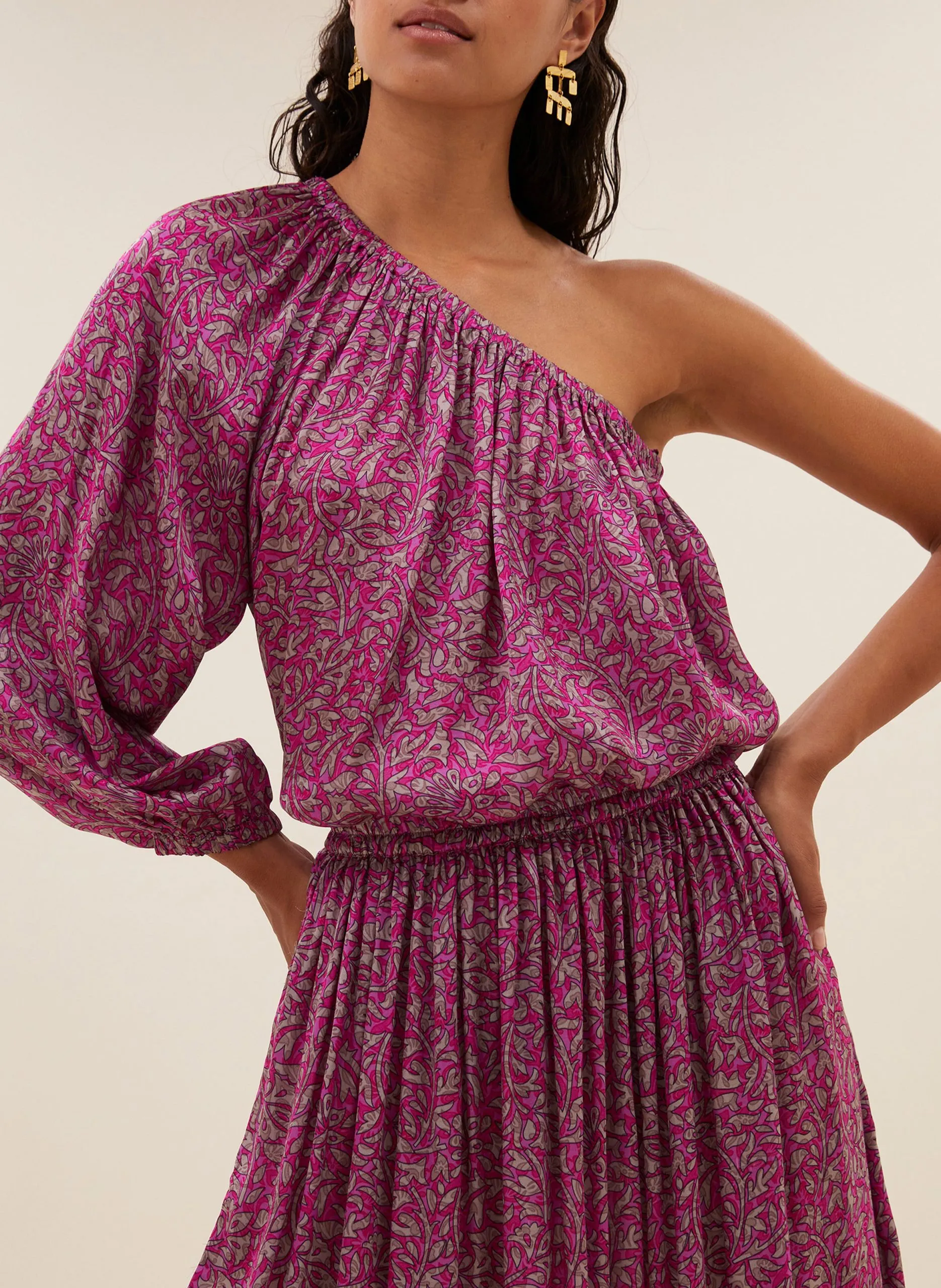 Gerade geschnittene Bluse mit Print Violett STELLA