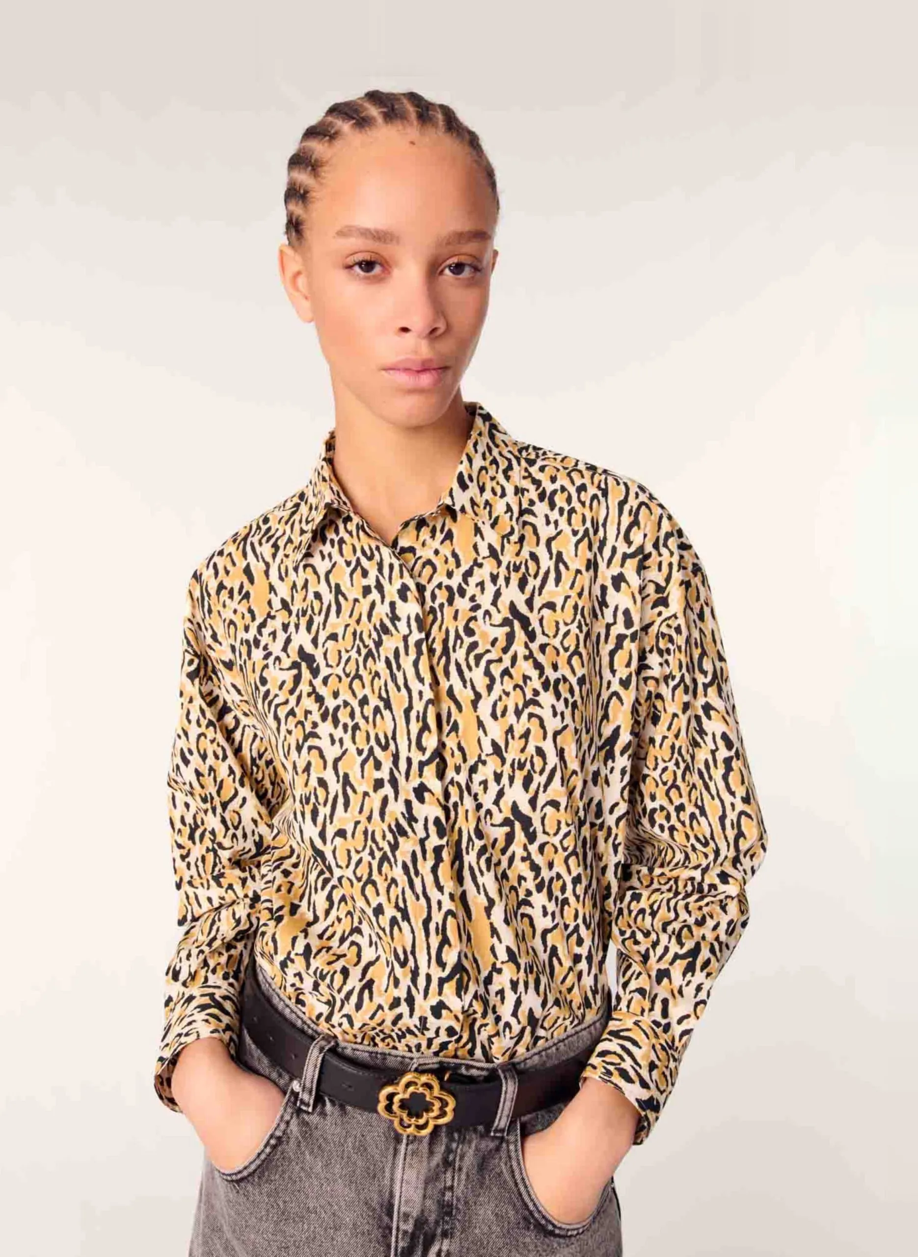 Baumwollbluse mit Print Mehrfarbig