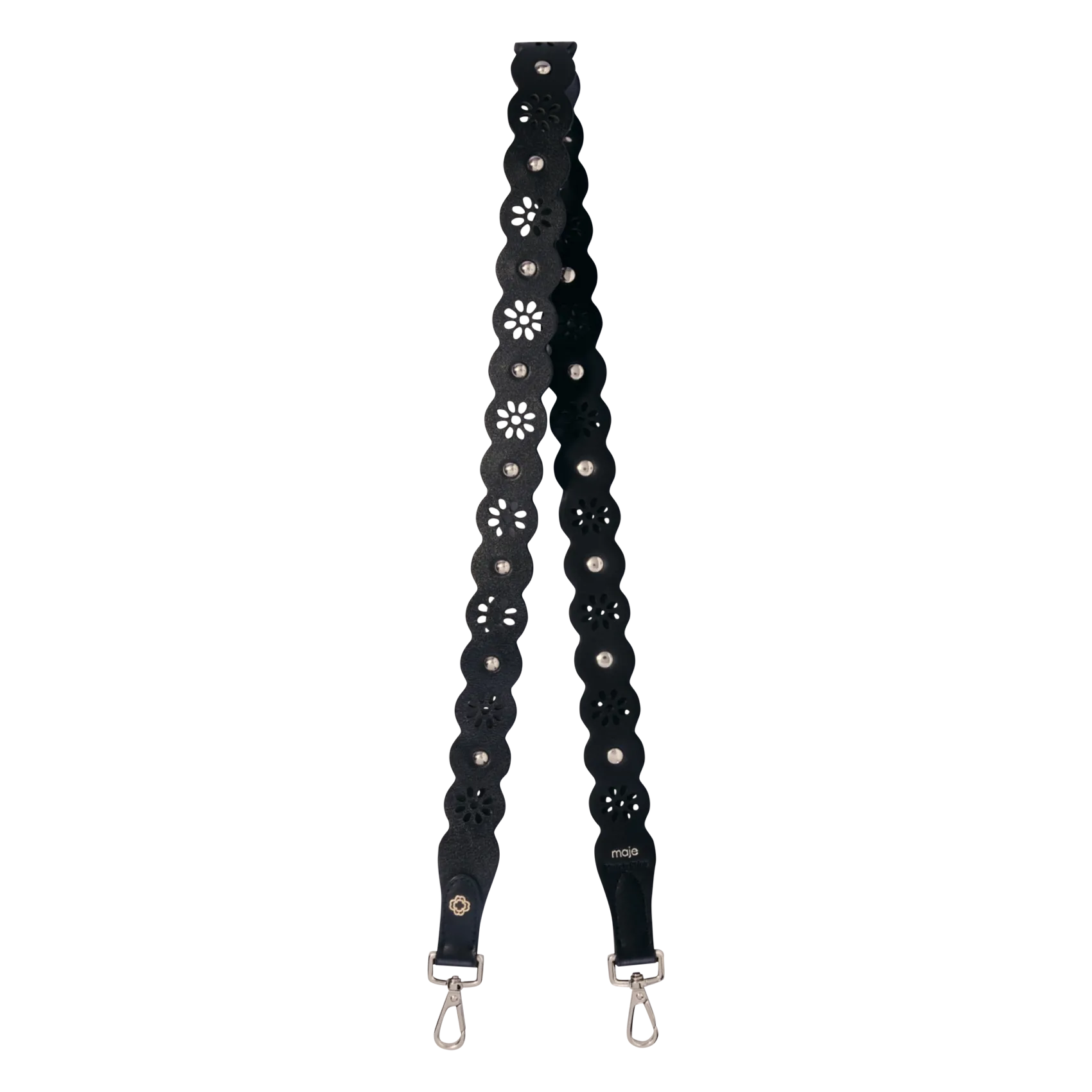 Durchbrochener Blumen-Schultergurt aus Leder Schwarz