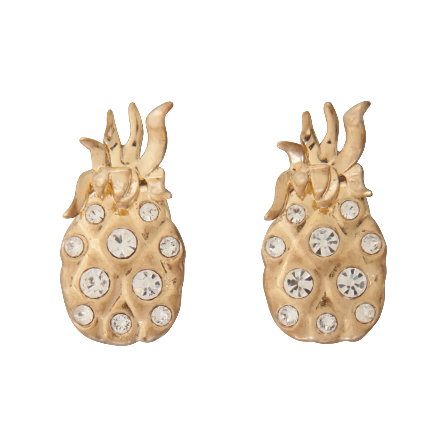 Ananas-Ohrringe aus Messing Golden