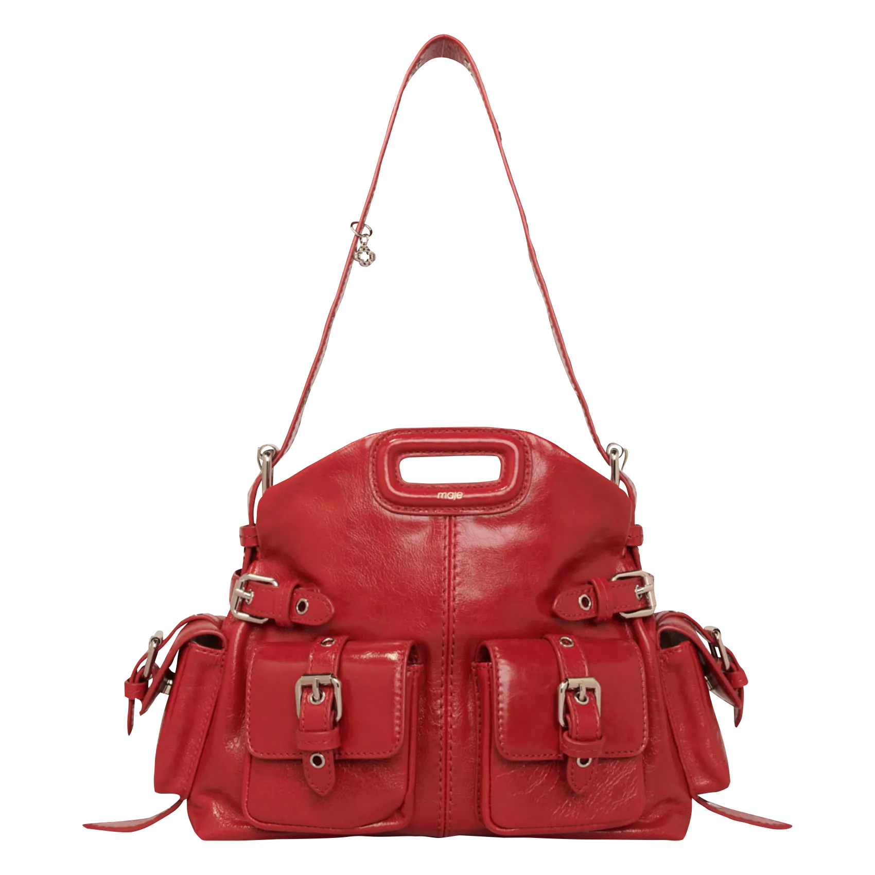 Umhängetasche mit Taschen aus Leder Rot MISS M MINI