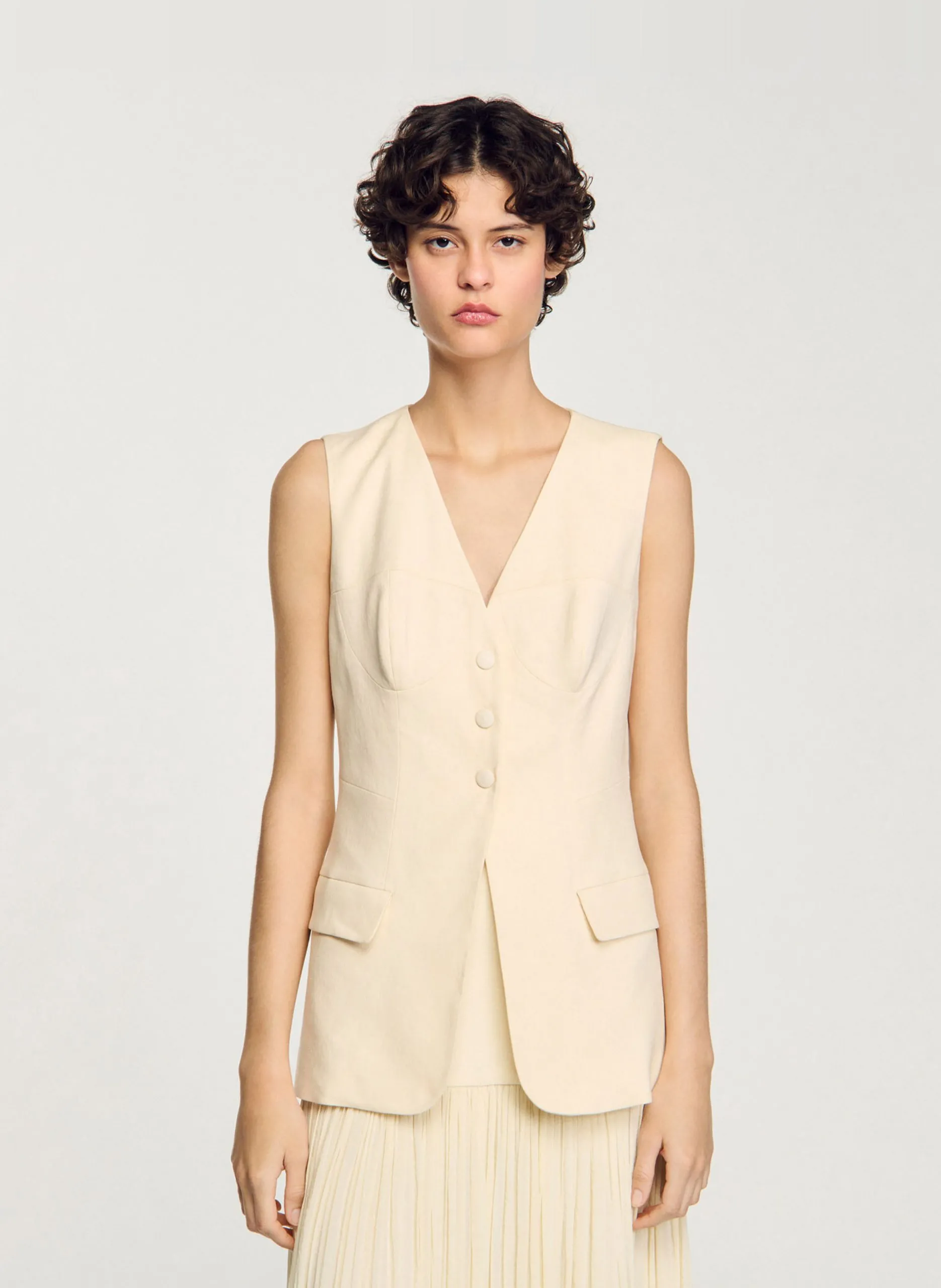 Strickjacke aus Leinen-Mix Weiss