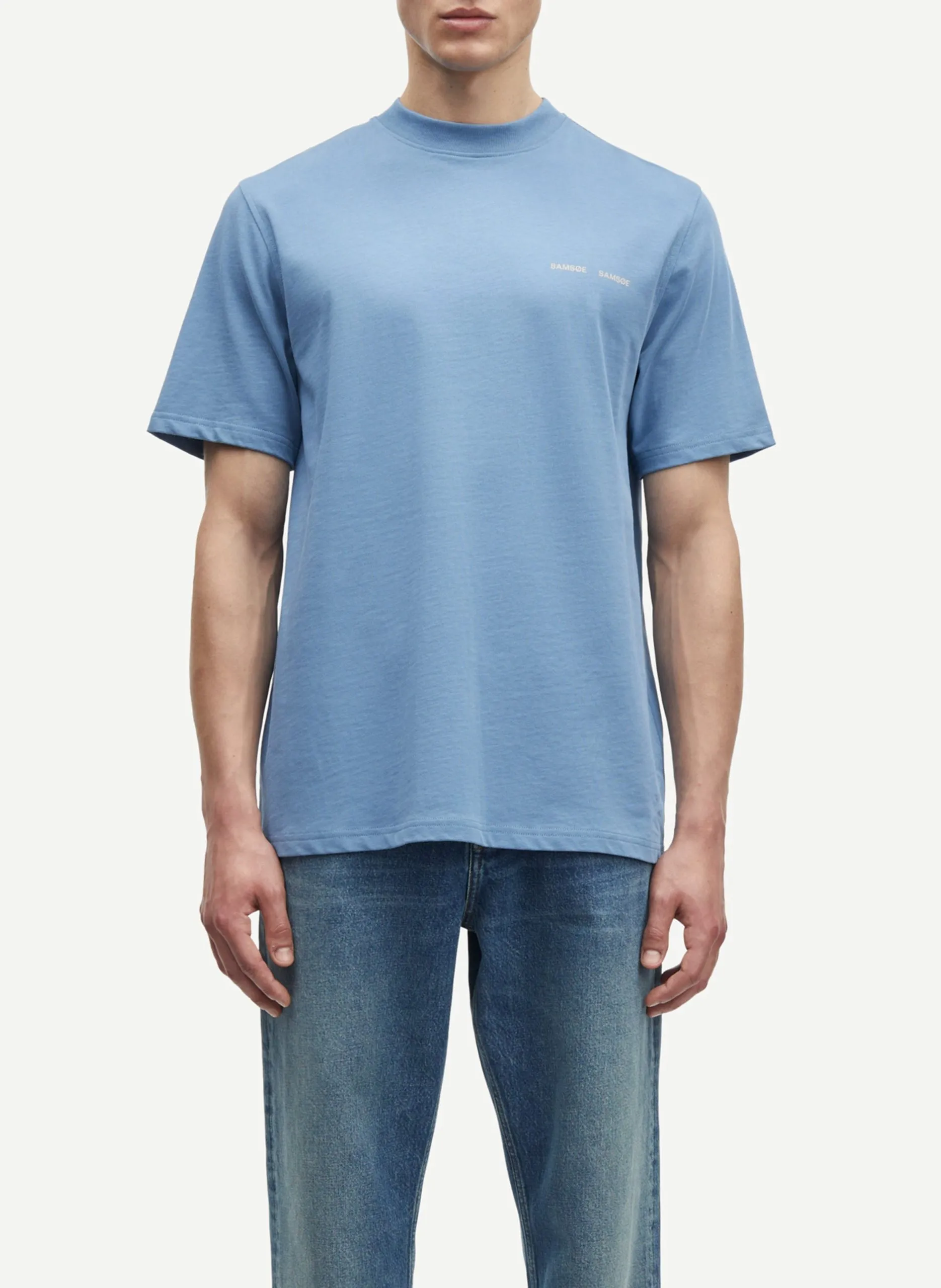 T-Shirt aus Bio-Baumwolle mit Stehkragen, Regular Fit Blau NORSBRO