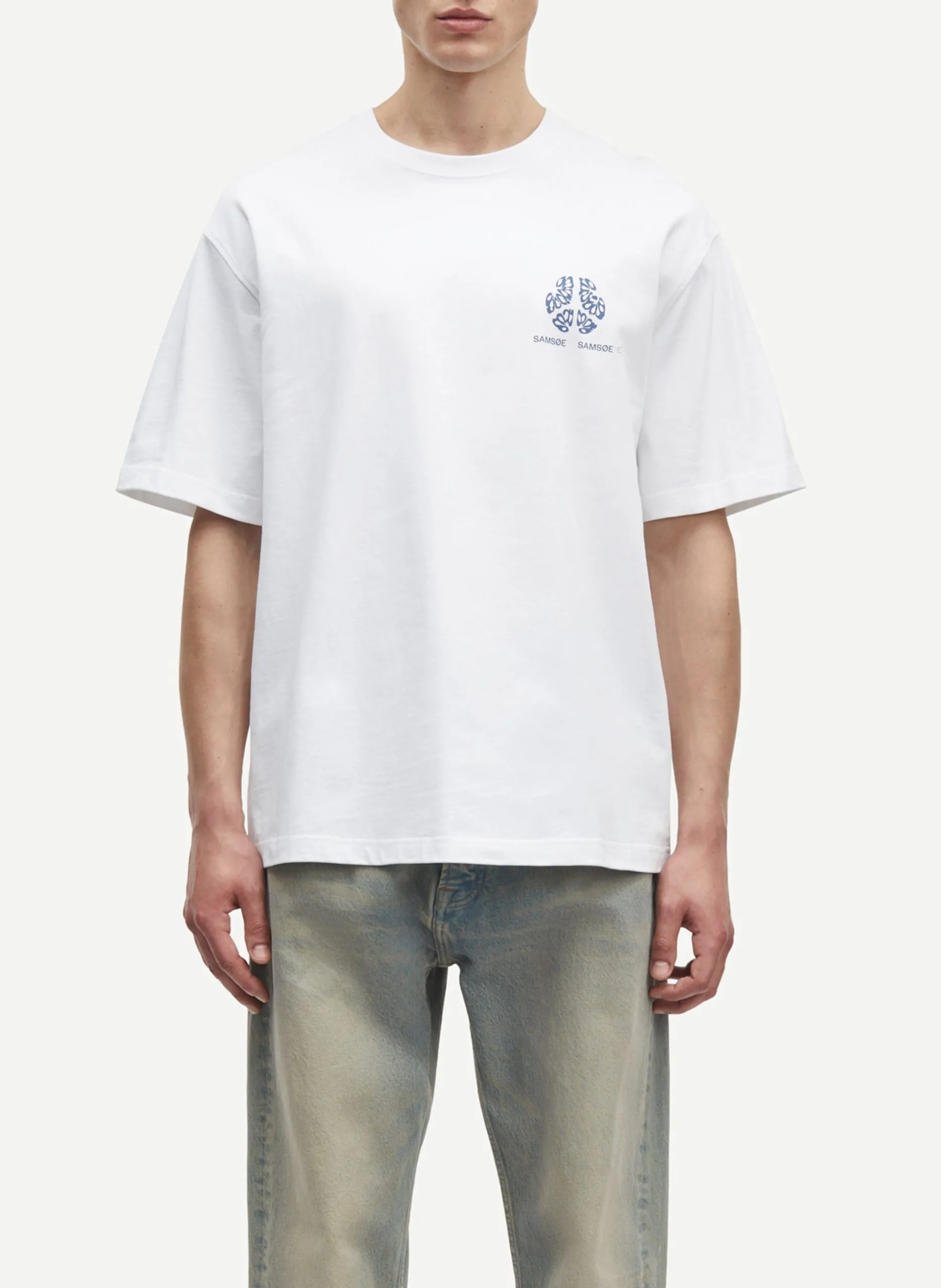 Gerader Bio-Baumwoll-T-Shirt mit Siebdruck Weiss SAJOURNAL