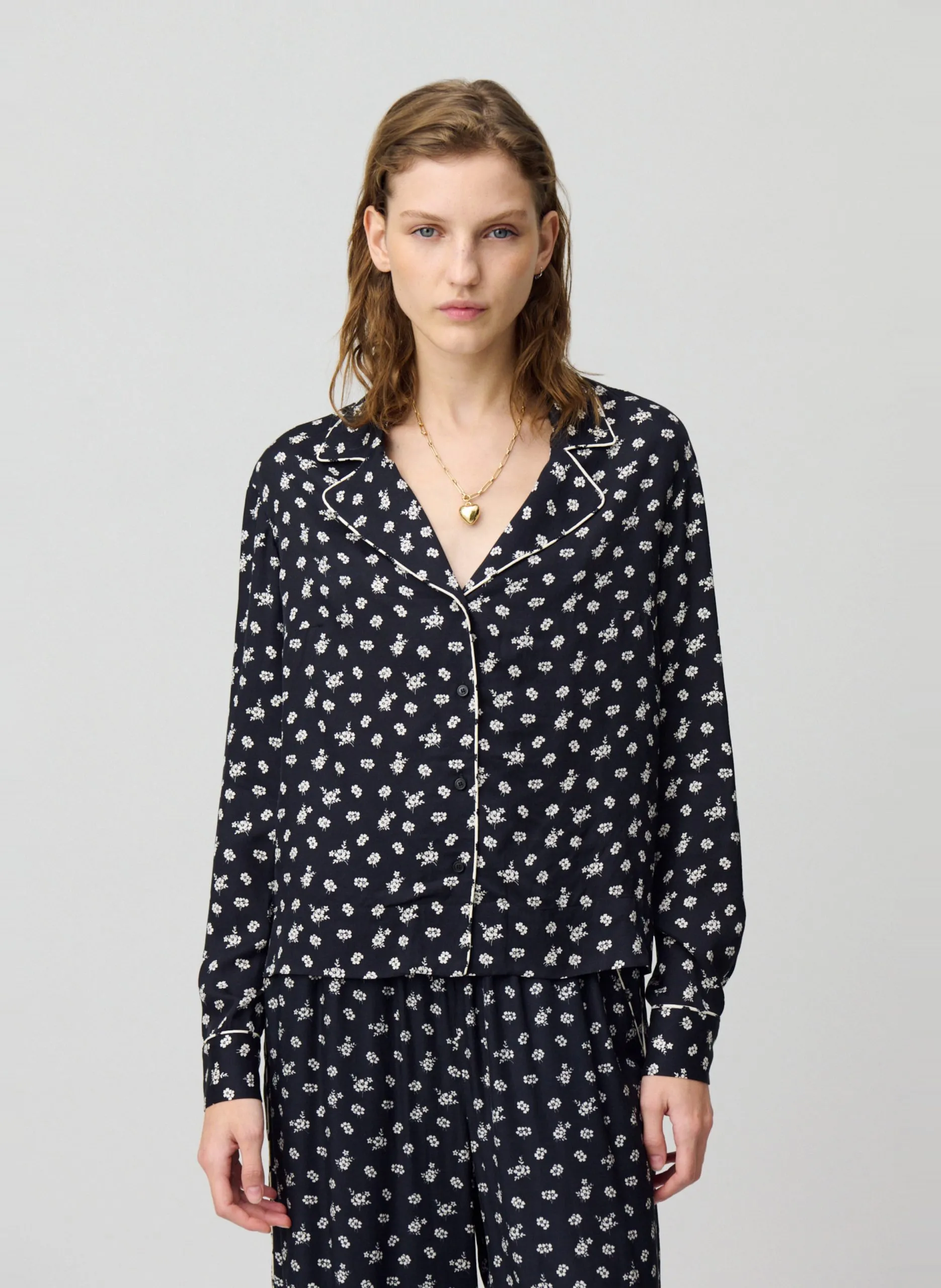 Ärmellose Bluse mit klassischem Kragen und Print Mehrfarbig