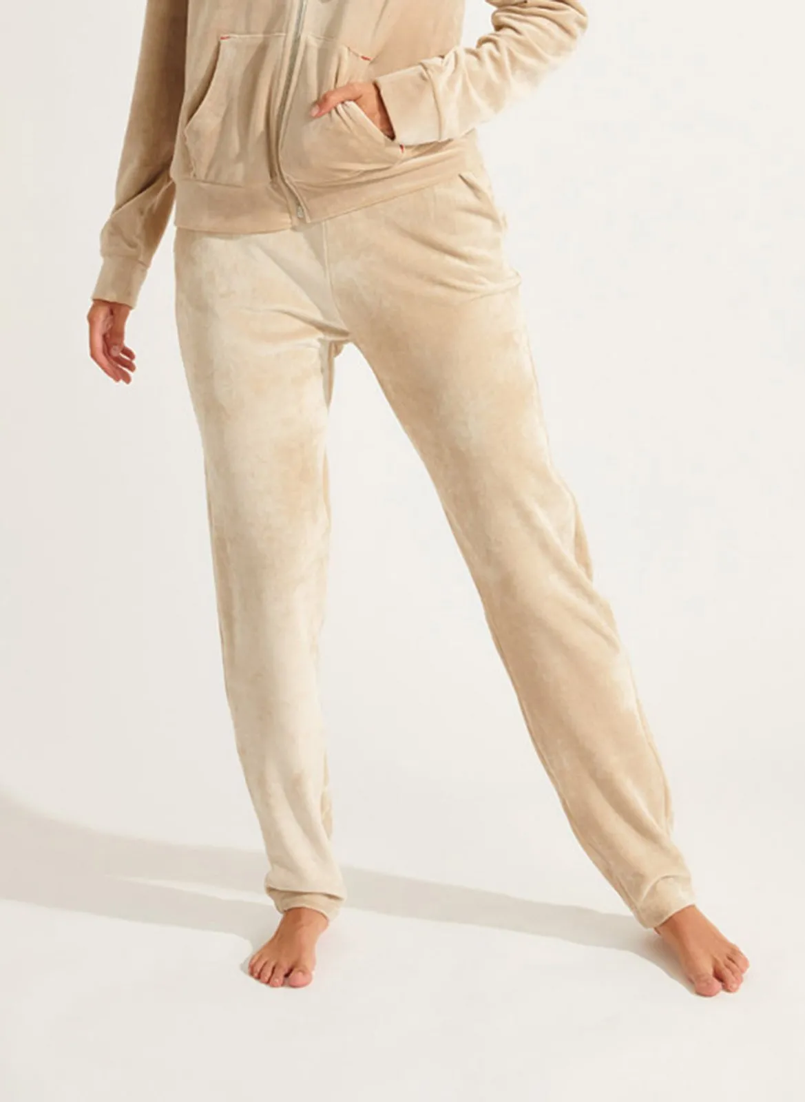 Jogginghose aus Samt Beige KEENAN SEALAKE