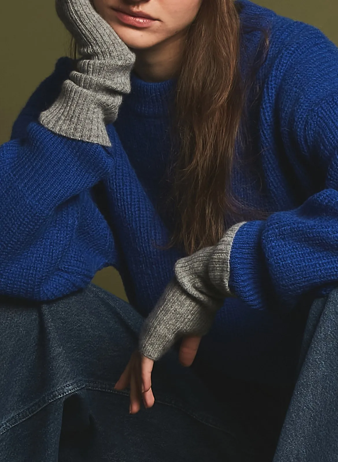 Halbhandschuhe aus Kaschmir Grau