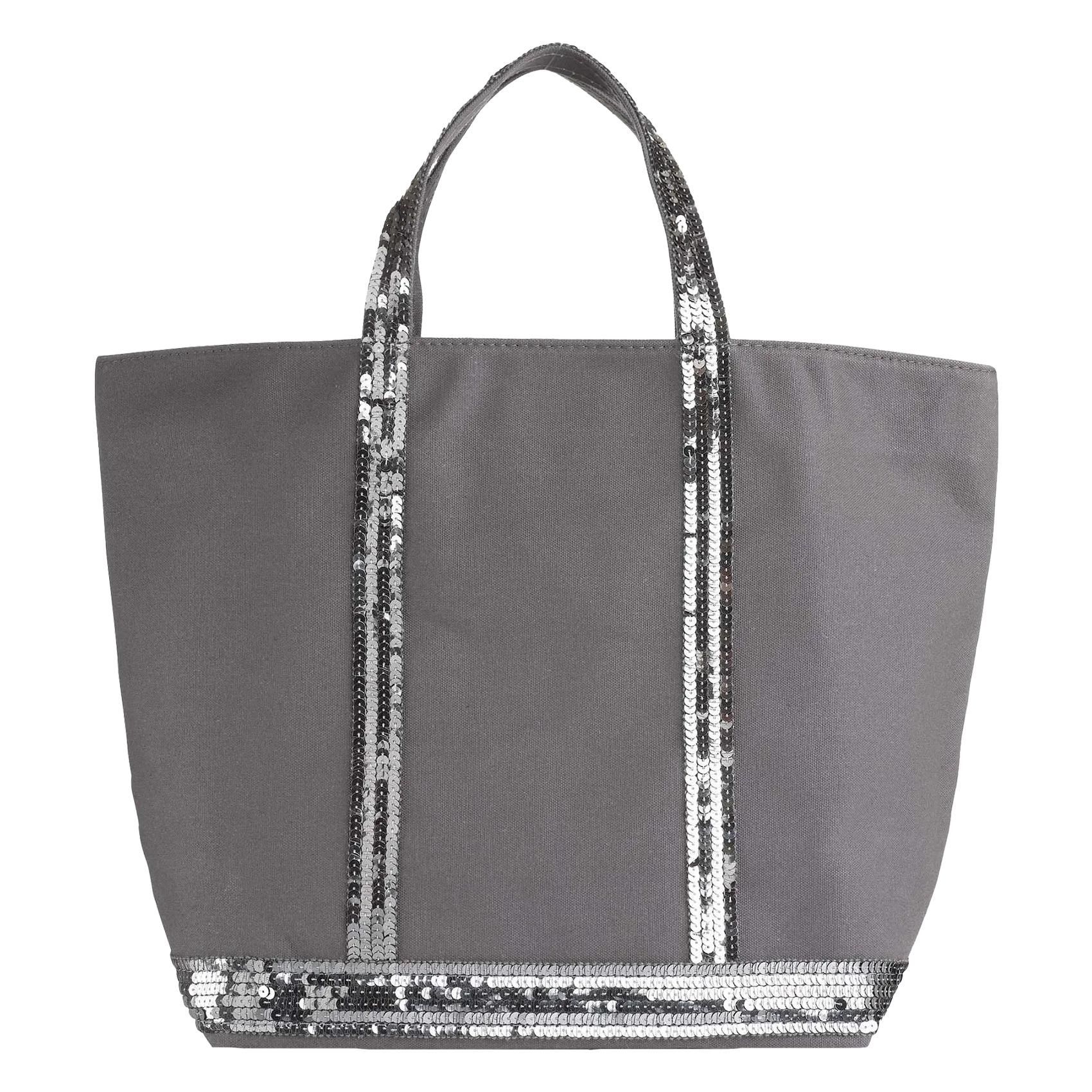 Tragetasche mit Pailletten aus Baumwollcanvas Grau