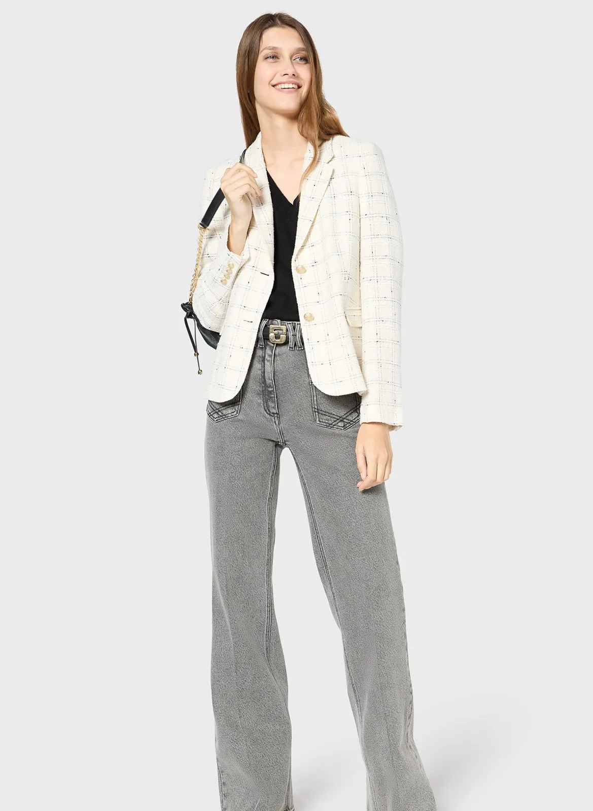 Blazer aus Baumwollmischgewebe in Tweedoptik Beige ROLINA