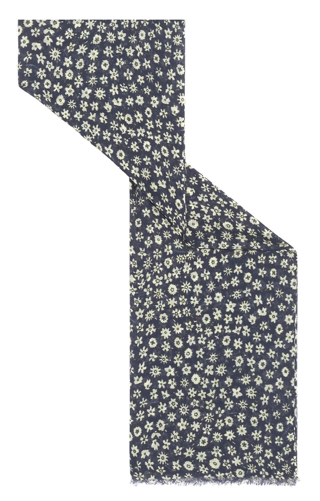 Bedruckter Schal aus Baumwolle und Seide Blau OURIA