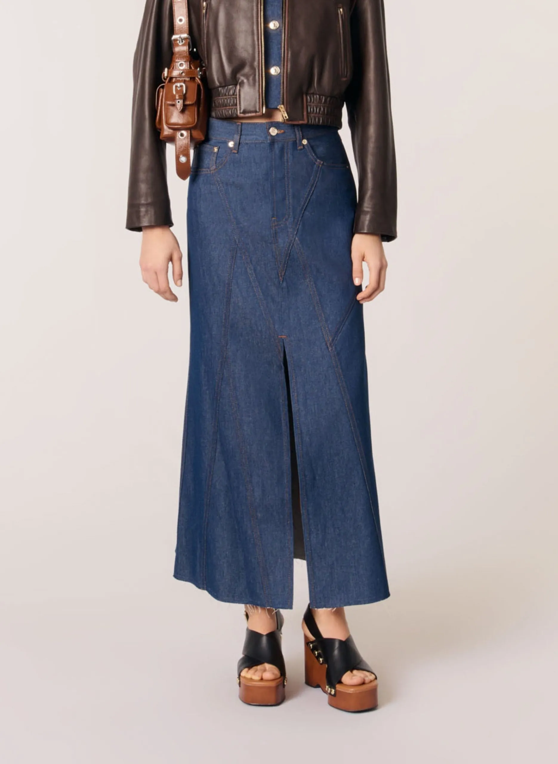 Ausgestellter Baumwollrock Blau