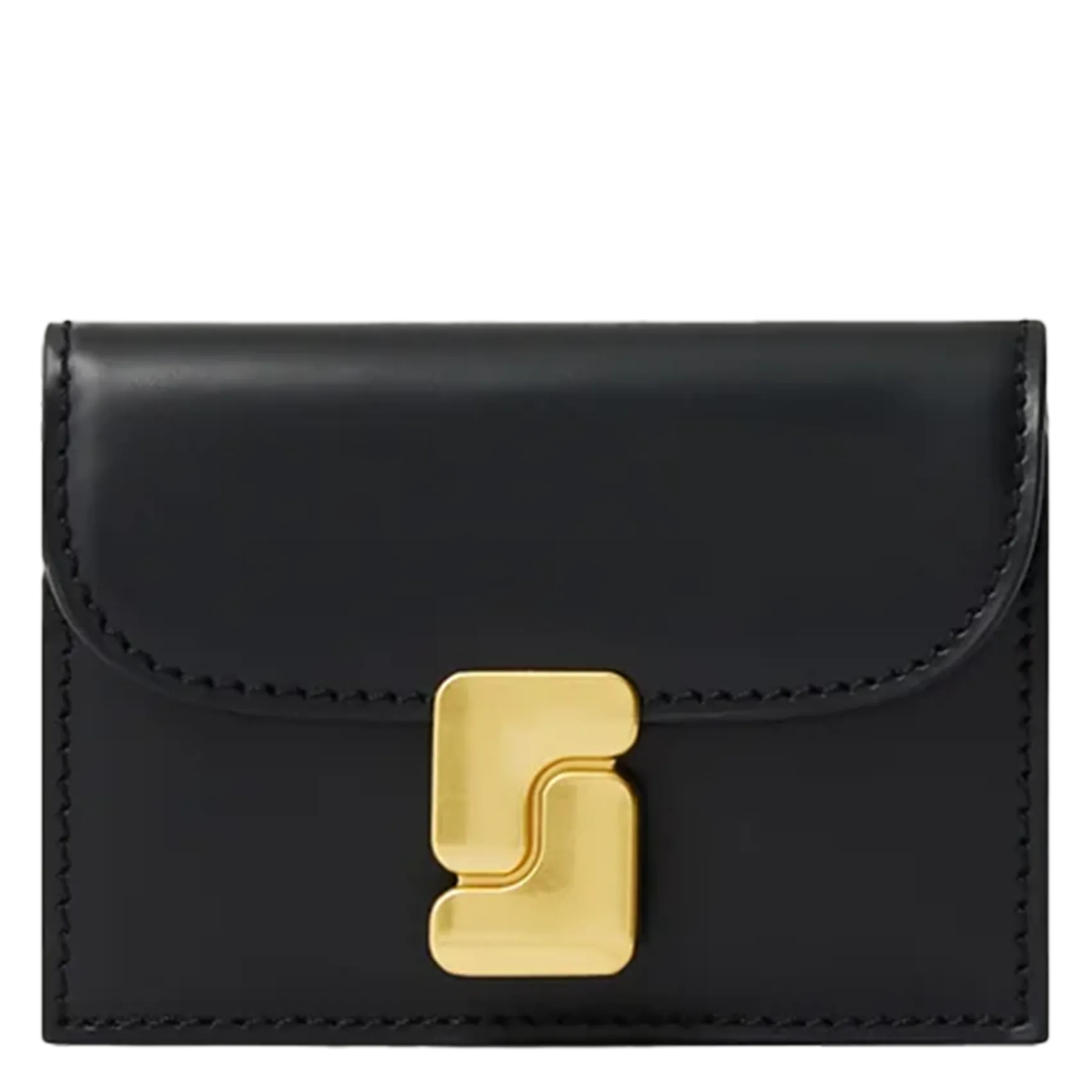 Kartenetui aus Rindsleder mit Umschlag Schwarz AUBE