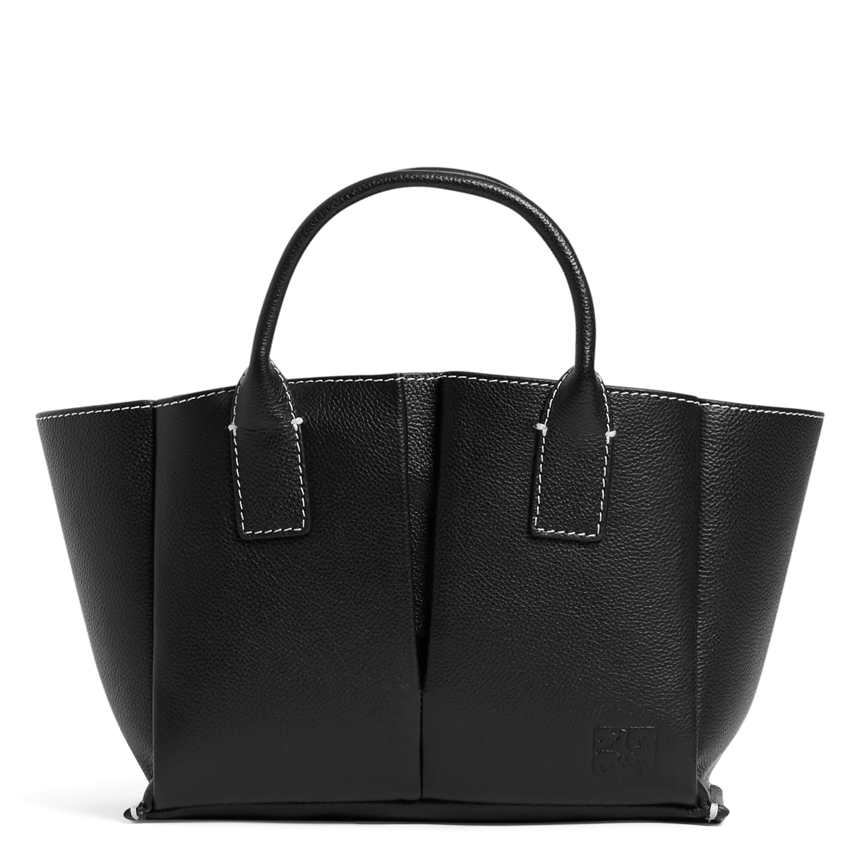 Kleine Shopper-Tasche aus Rindsleder Schwarz ELENA