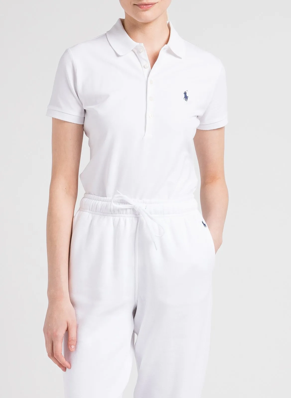 T-Shirt aus Baumwoll-Mix mit Polokragen Weiss JULIE