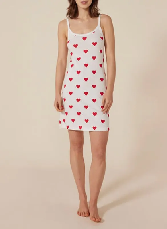 Nachthemd mit Rundhalsausschnitt aus bedruckter Baumwolle Mehrfarbig