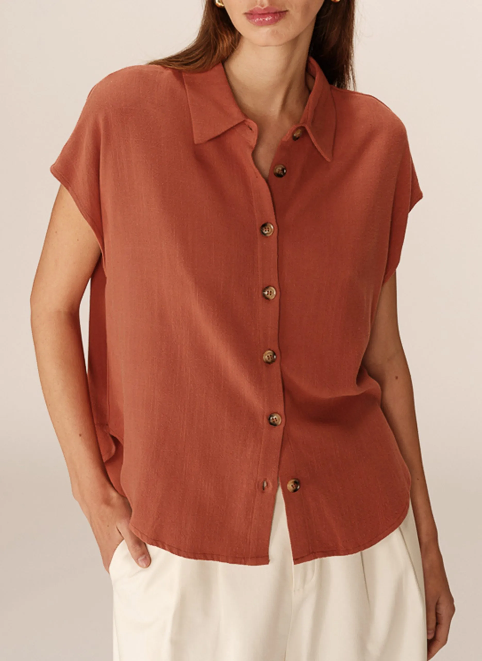 Bedrucktes Hemd mit klassischem Kragen Braun PEREZ