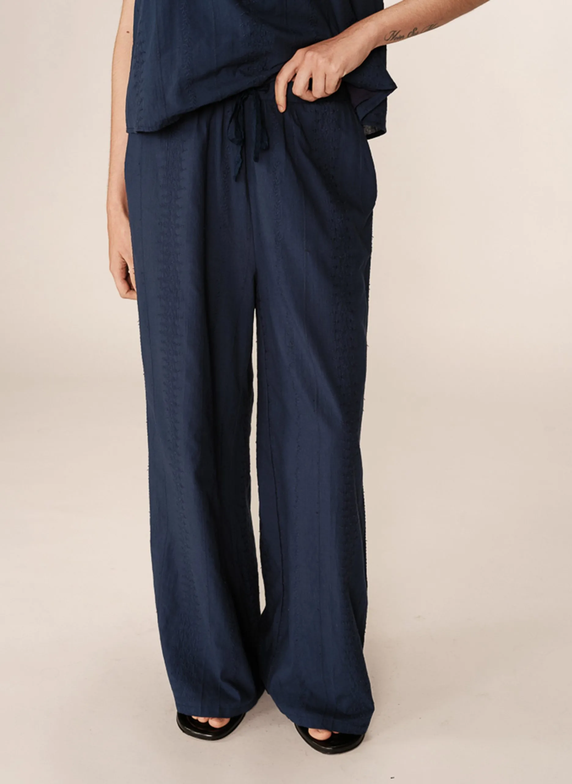 Gerade geschnittene Baumwollhose Blau PICCOLI