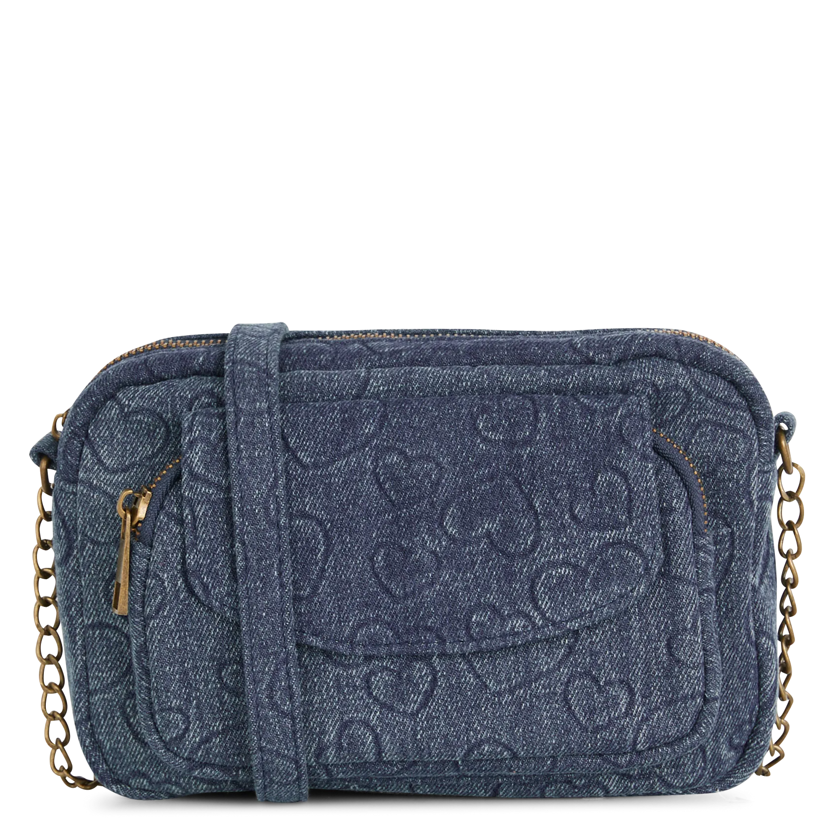 Umhängetasche aus Baumwoll-Denim-Mix Blau NAINA