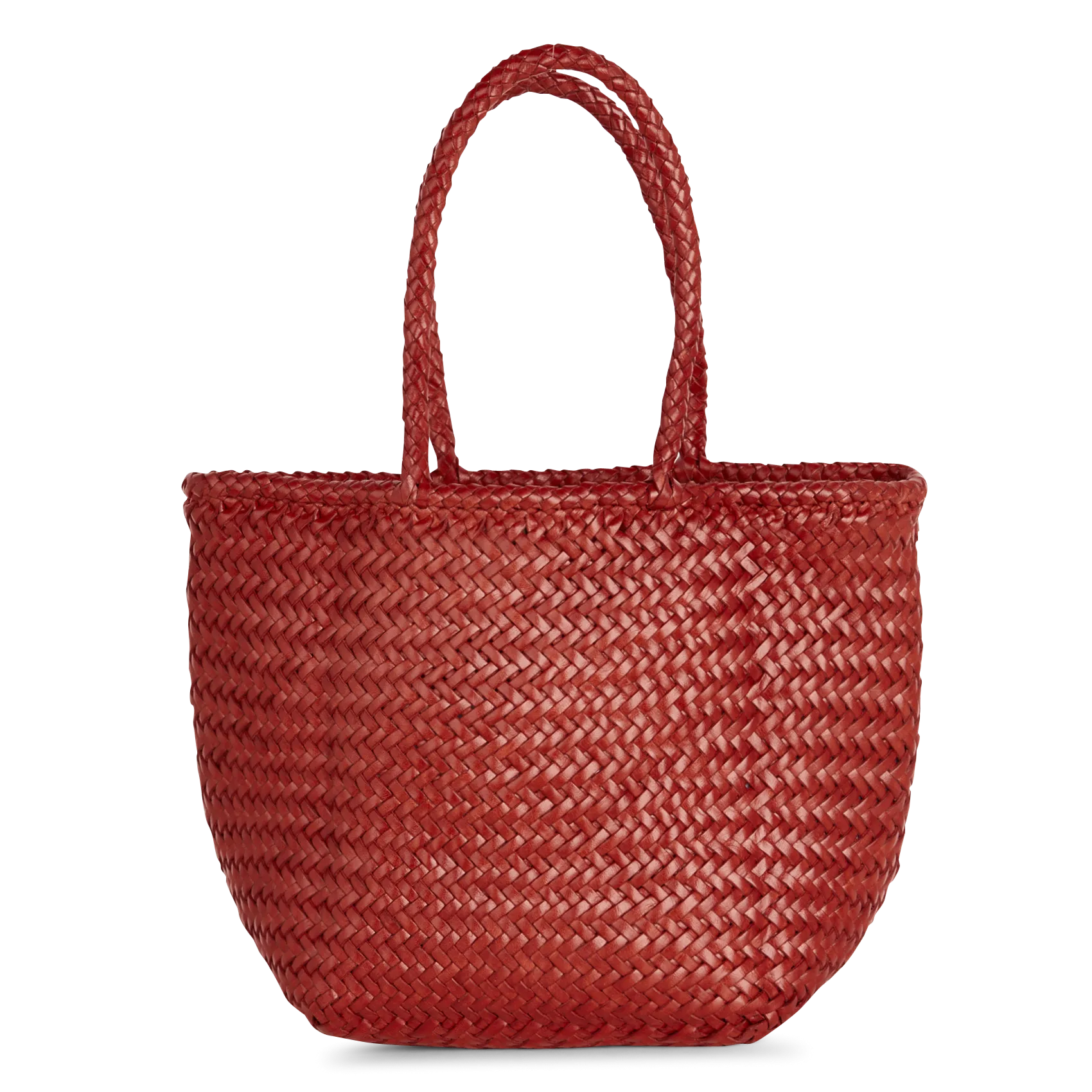 Gewebter Korb aus Leder Rot GRACE BASKET SMALL