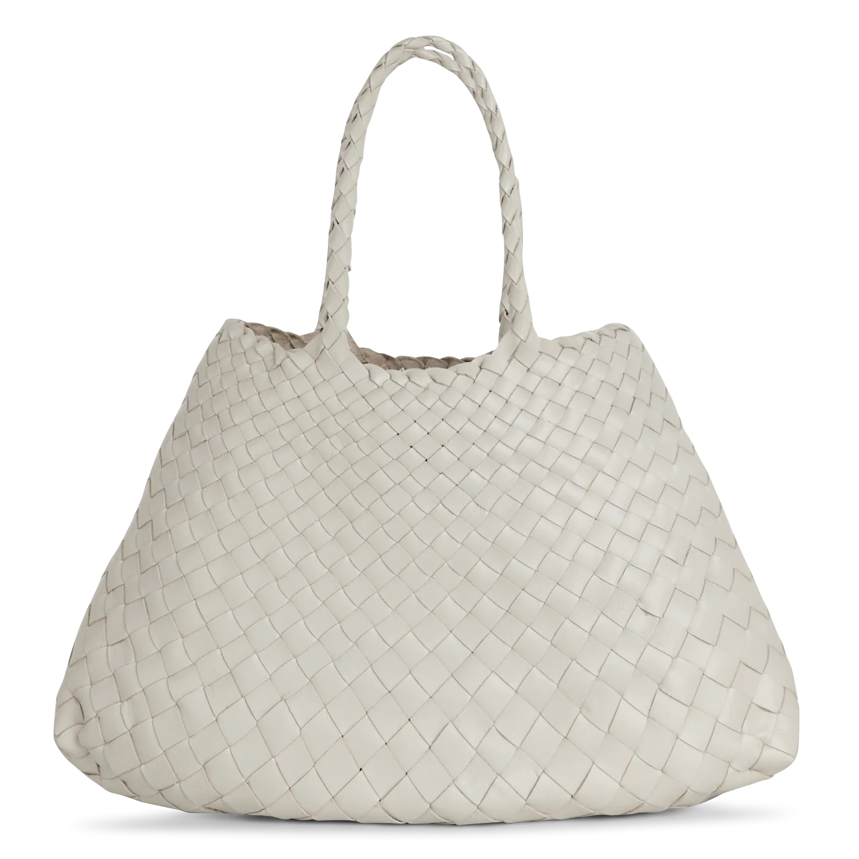 Einfarbige Handtasche aus Leder Weiss SANTA CROCE SMALL