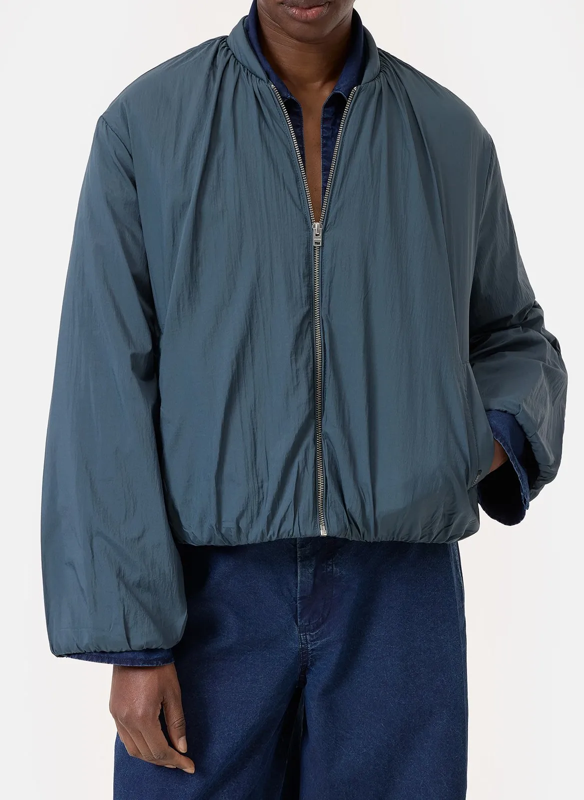 Blouson mit Rundhalskragen Blau