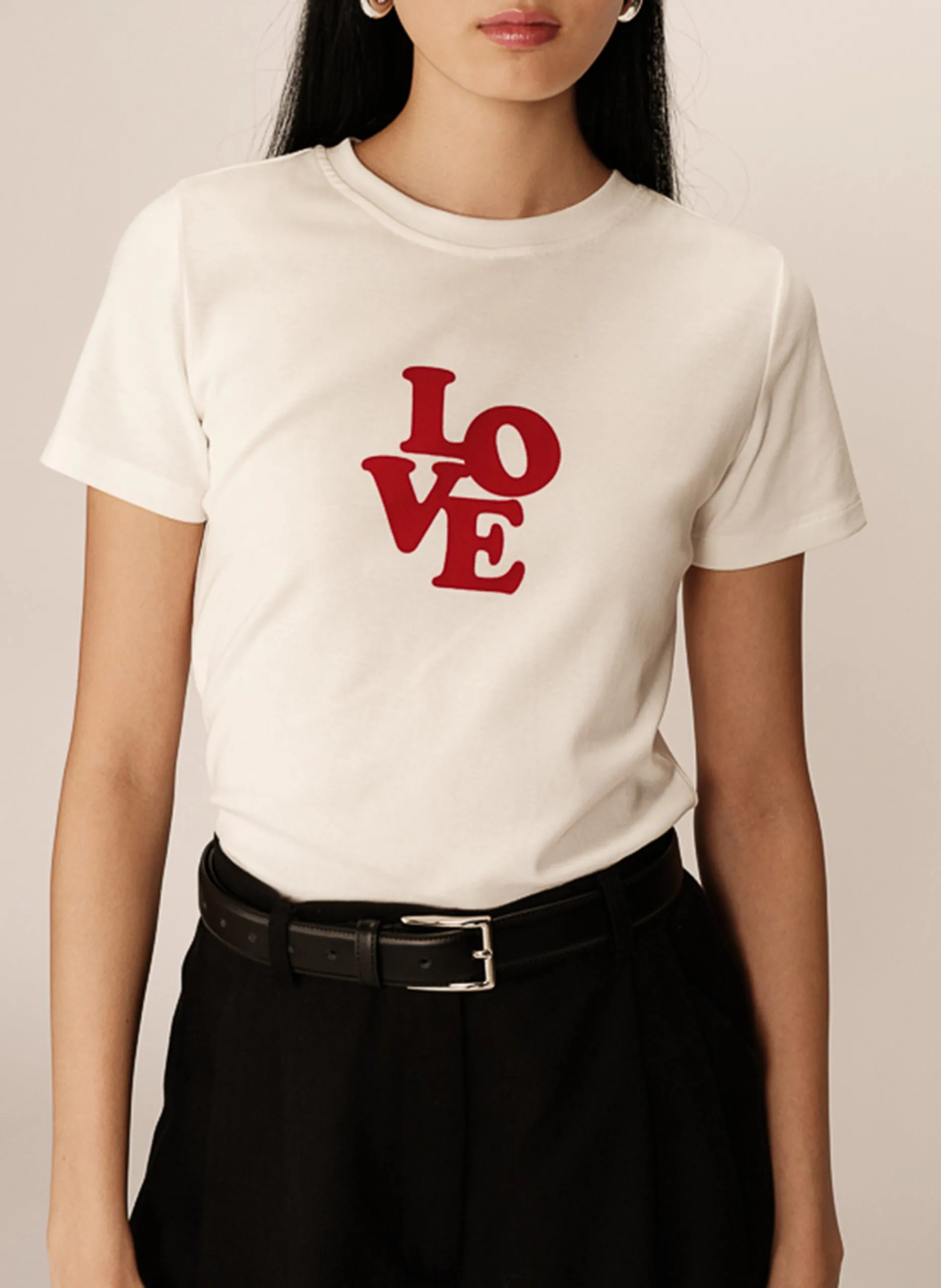 Gerade geschnittenes T-Shirt aus Baumwoll-Mix Weiss POUSSIN