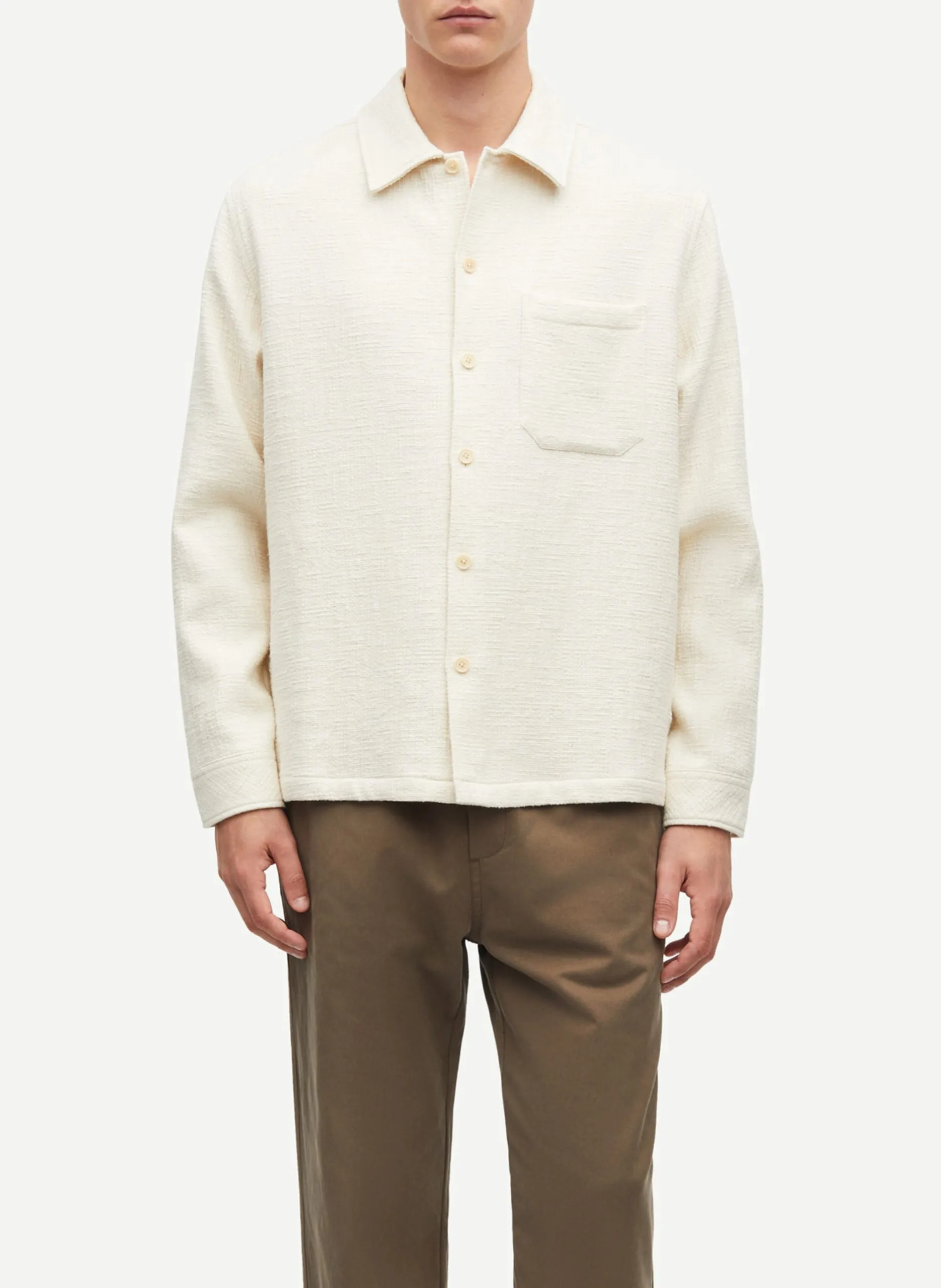 Gerade geschnittenes lässiges Hemd mit Knopfleiste Weiss SACASTOR