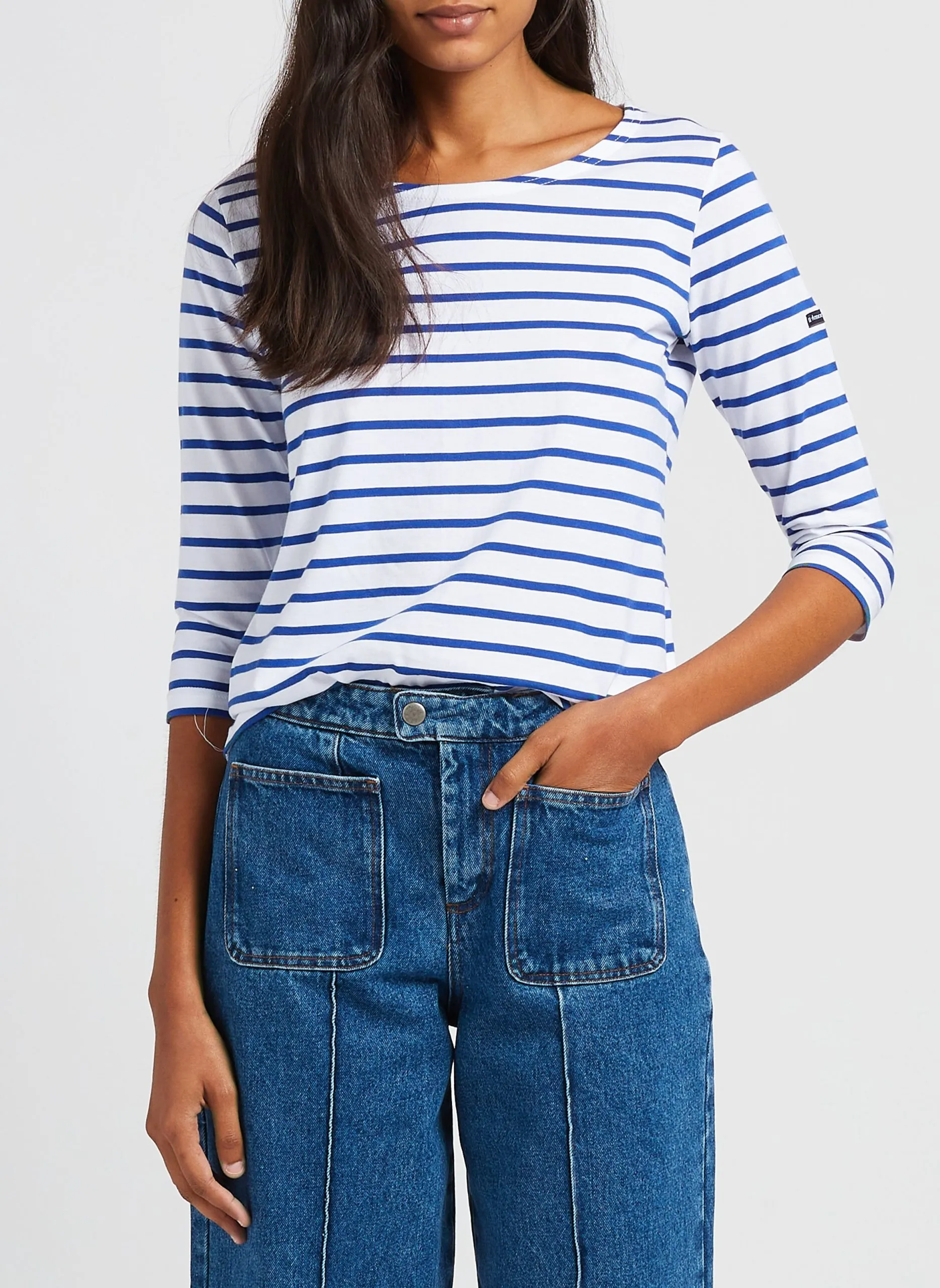 Matrosenshirt aus leichtem Jersey mit Rundhalsausschnitt Weiss